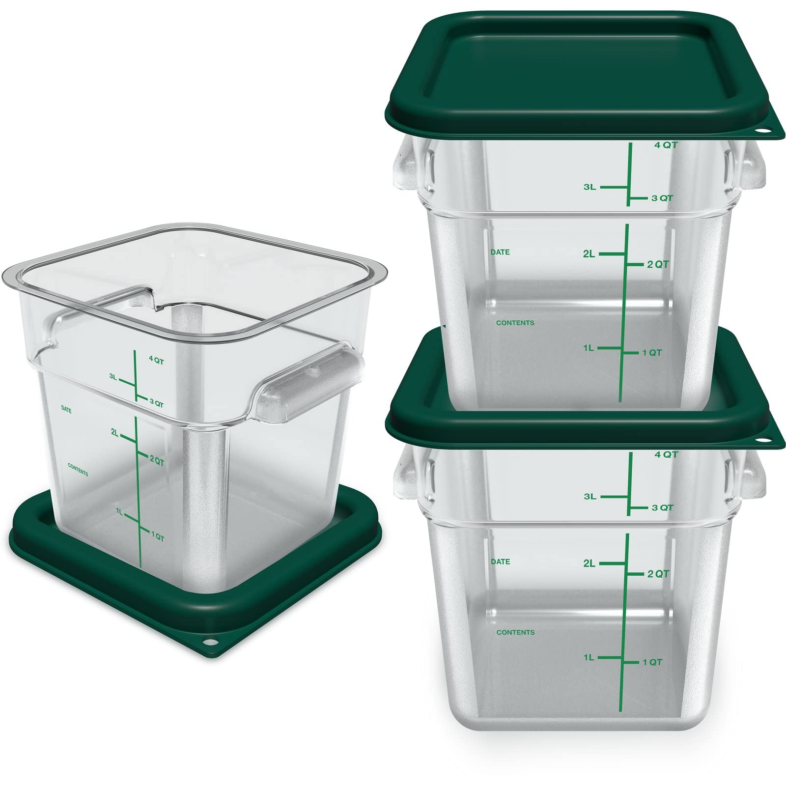 Carlisle Foodservice Products Squares Food Storage Containers With Lids For Kitchen And Restaurant, Plastic, 4 Quarts, Clear, (S