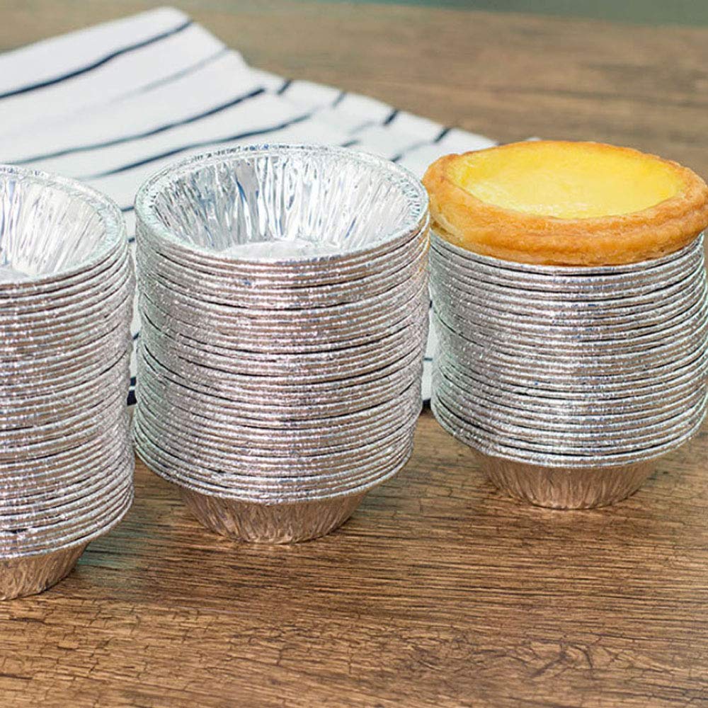 Jyongmer 200 Pieces 2.6 Inch Round Pie Tart Small Tin Foil Pans Disposable Aluminum Mini Pie Pans For Baking, Cooking Supplies