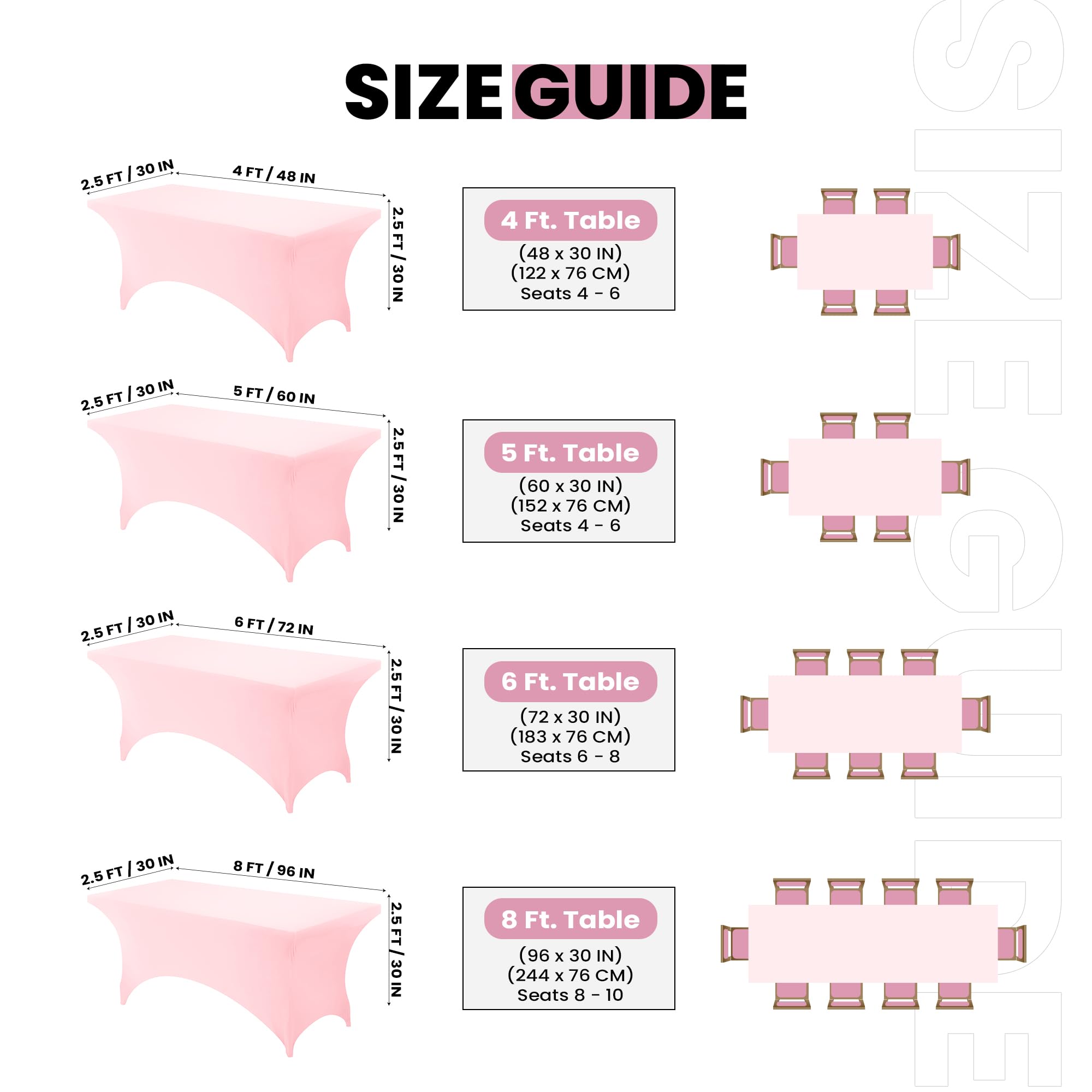 Utopia Kitchen Spandex Tablecloth 1 Pack [6Ft, Pink] 200 Gsm Tight, Fitted, Washable And Wrinkle Resistant Stretch Rectangular P