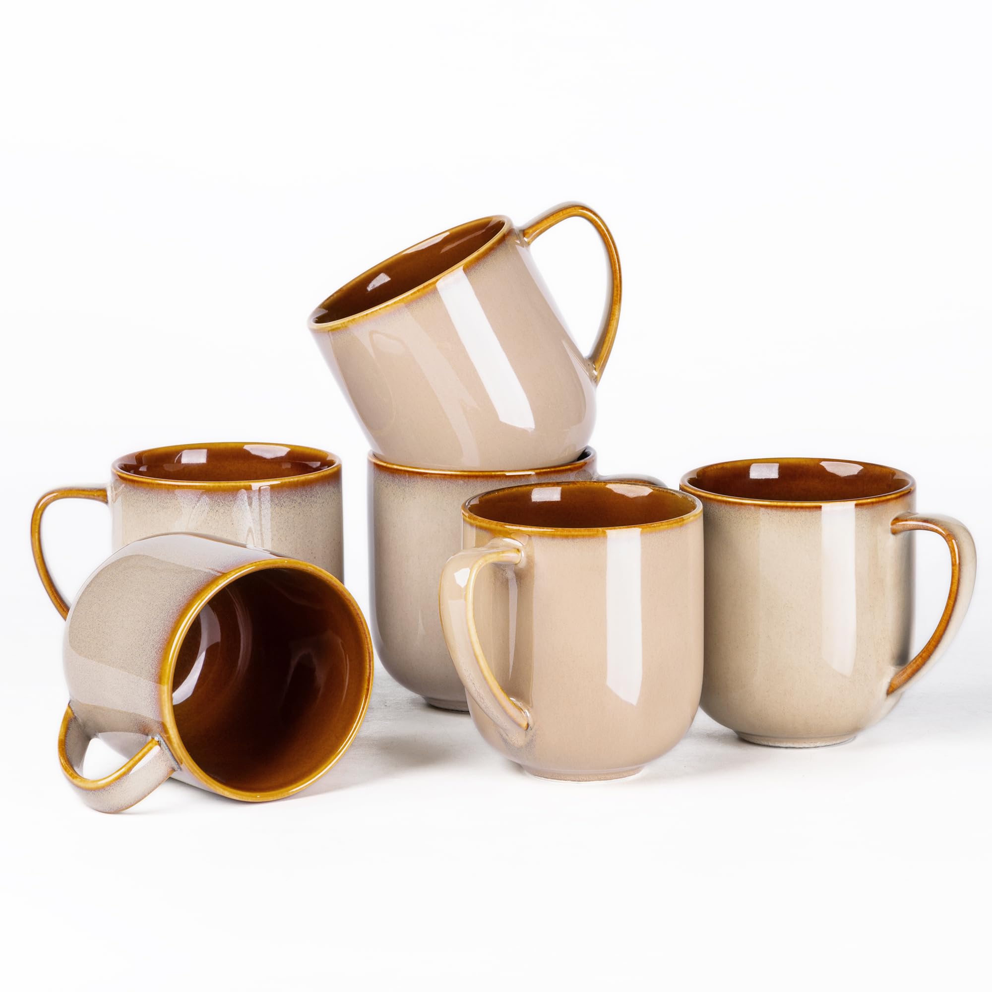 LERATIO Ceramic Coffee Mugs Set of 6,12oz Handmade Coffee Mugs Set