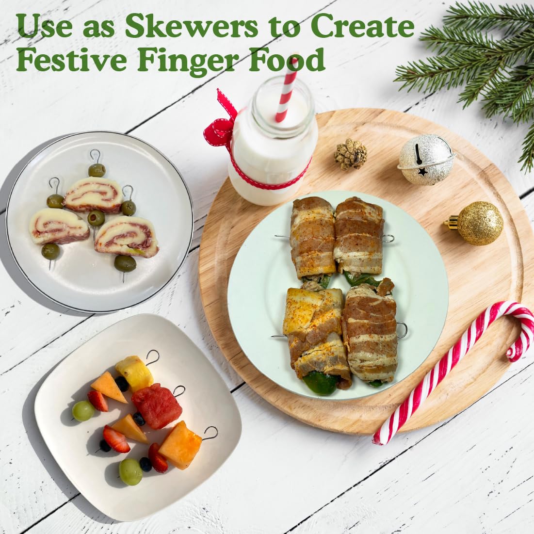 Regency Wraps Stainless Steel Multi-Use Skewers For Meat And Poultry Trussing, 4.5 Inch, Pack Of 6, Silver
