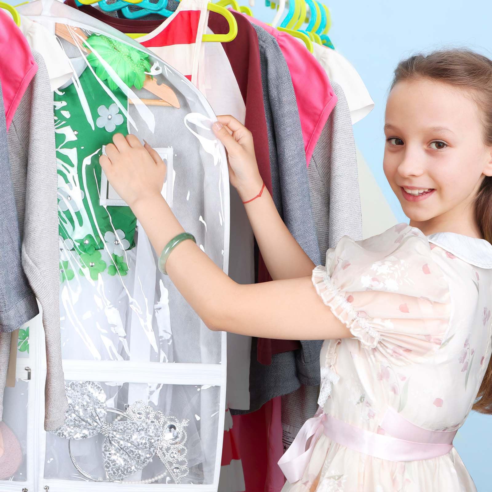 Syeeiex Clear Dance Costume Garment Bag with 3 Gussetes(5 Pack),40 Garment Bags for Dance Costumes,Kids Dance Garment Bag with