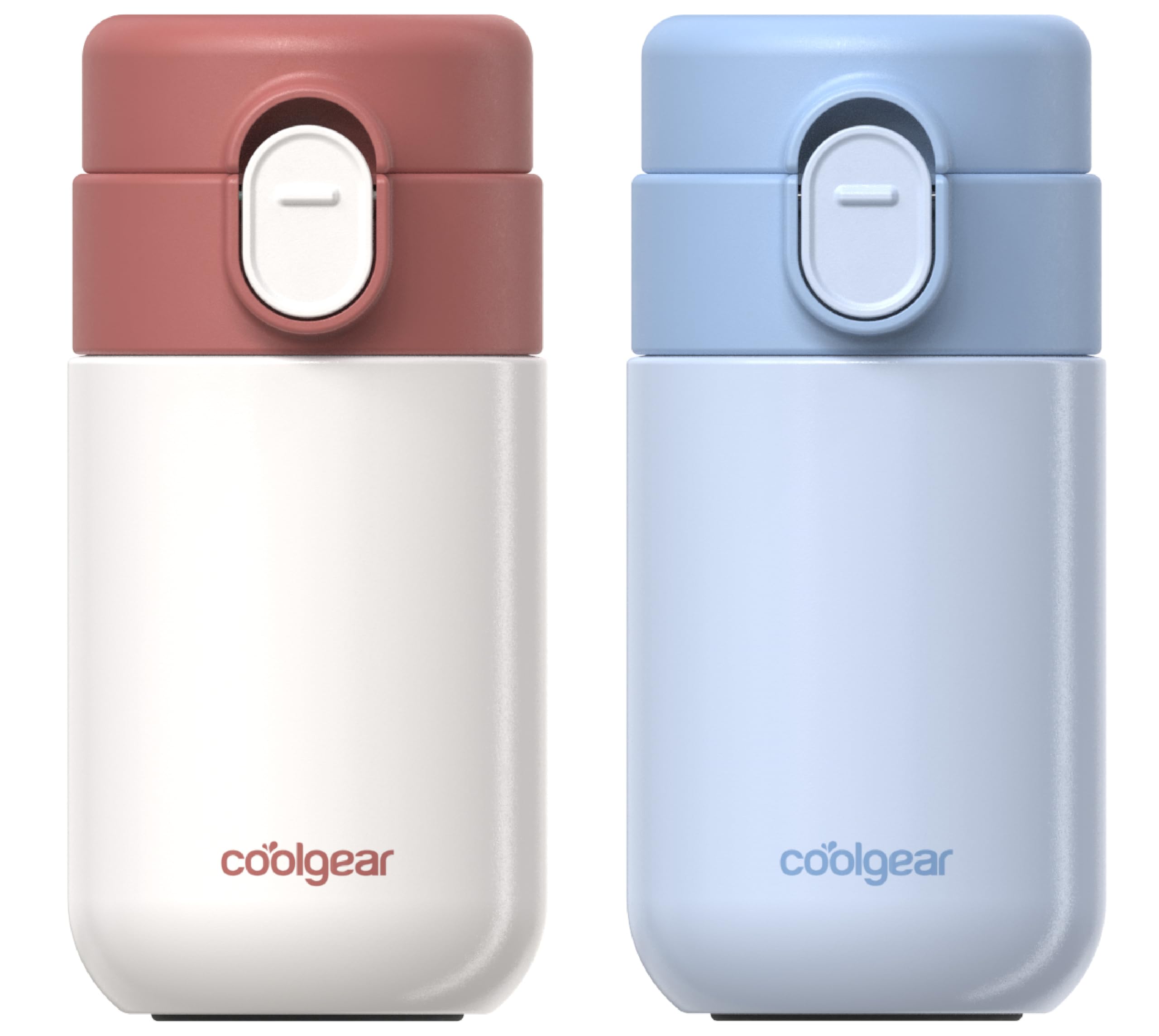 COOL GEAR 2Pack 8 oz Purse Bottle Stainless Steel Water Bottle, Compact Mini Bottle with Flip Top Lid, BPAFree, LeakResistant