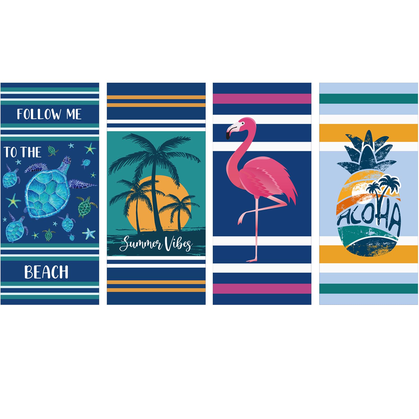 Yioneshop 4 Pack Microfiber Beach Towel Fast Drying, Extra Large 71'' X 32'' Sand Free Beach Towel Super Lightweight Towels For