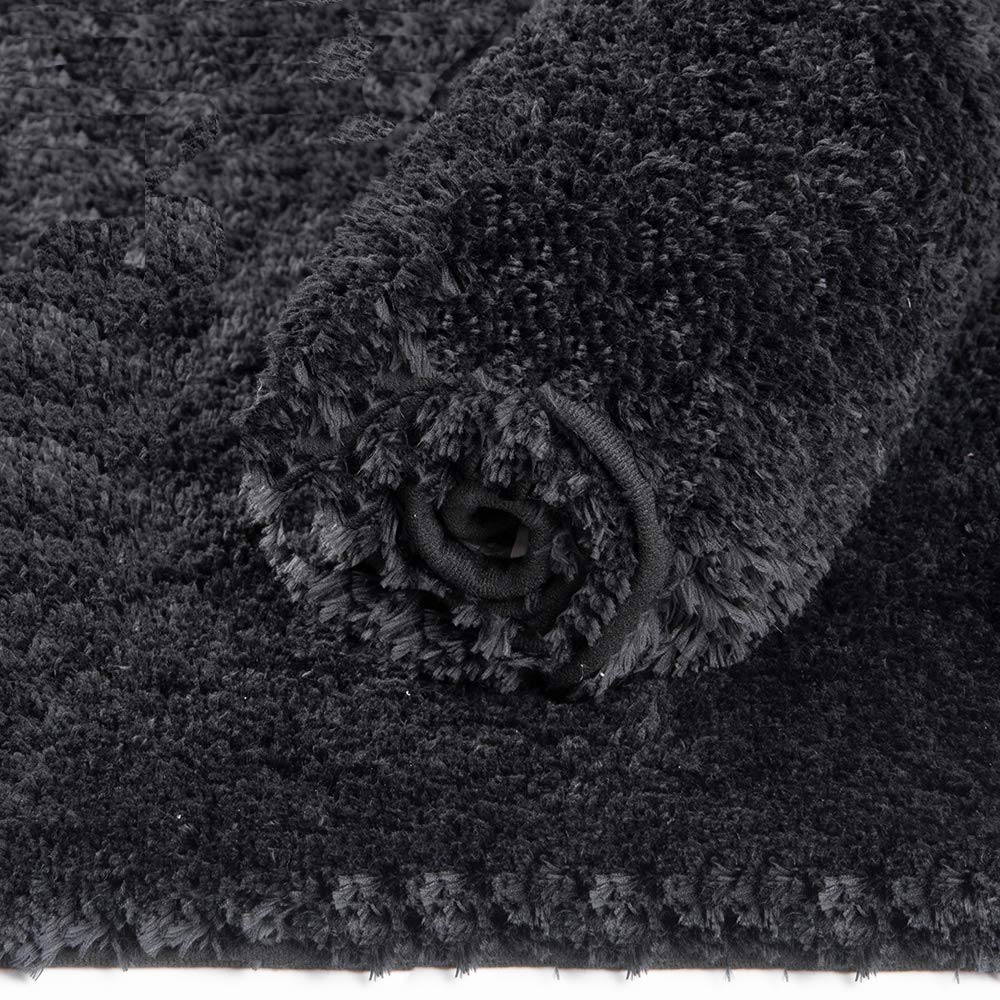 Walensee Shaggy 2 Piece Bath Rug Set, (20 X 32, 2 Pack Set, Black) Bathroom Rug Set Bath Mats For Bathroom Machine Wash/Dry Abso
