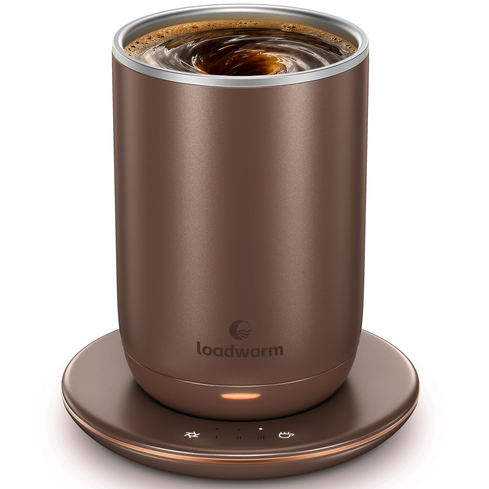 Self Heated Stirring Coffee Mug, 10oz Auto Mixing Cup with Warmer,Brown