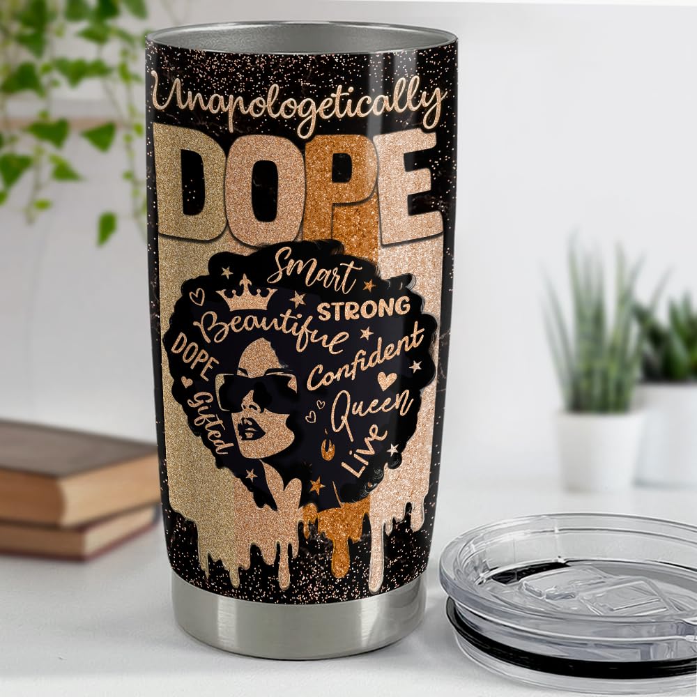 SANDJEST Inspirational Gifts for Women Black Woman Inspiration Tumbler 20oz Stainless Steel Insulated Coffee Travel Mug Cup Moti