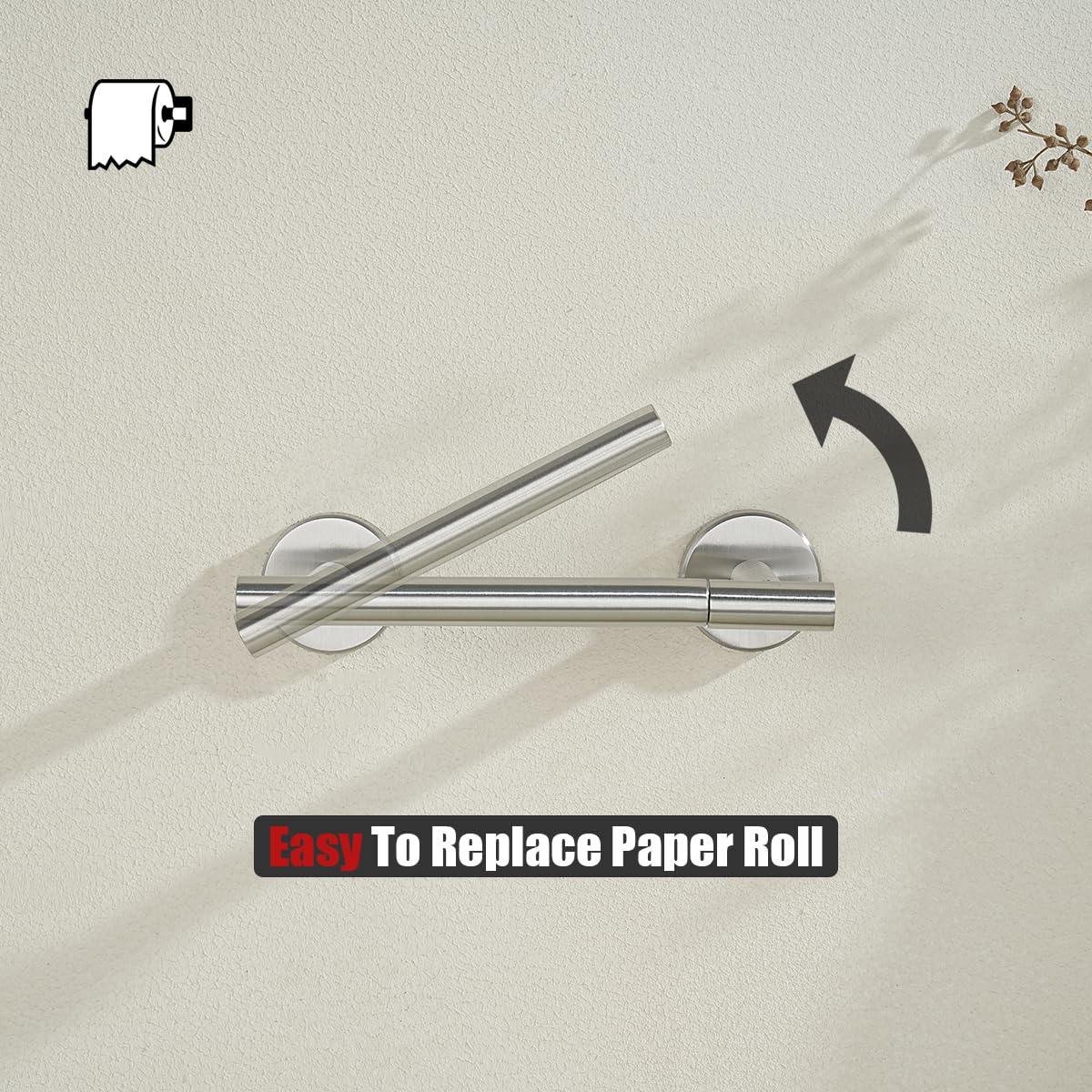 Jqk Brushed Toilet Paper Holder, Double Post Pivoting Tissue Holder Wall Mount, 304 Stainless Steel Hold Mega Rolls, Tph150-Bn