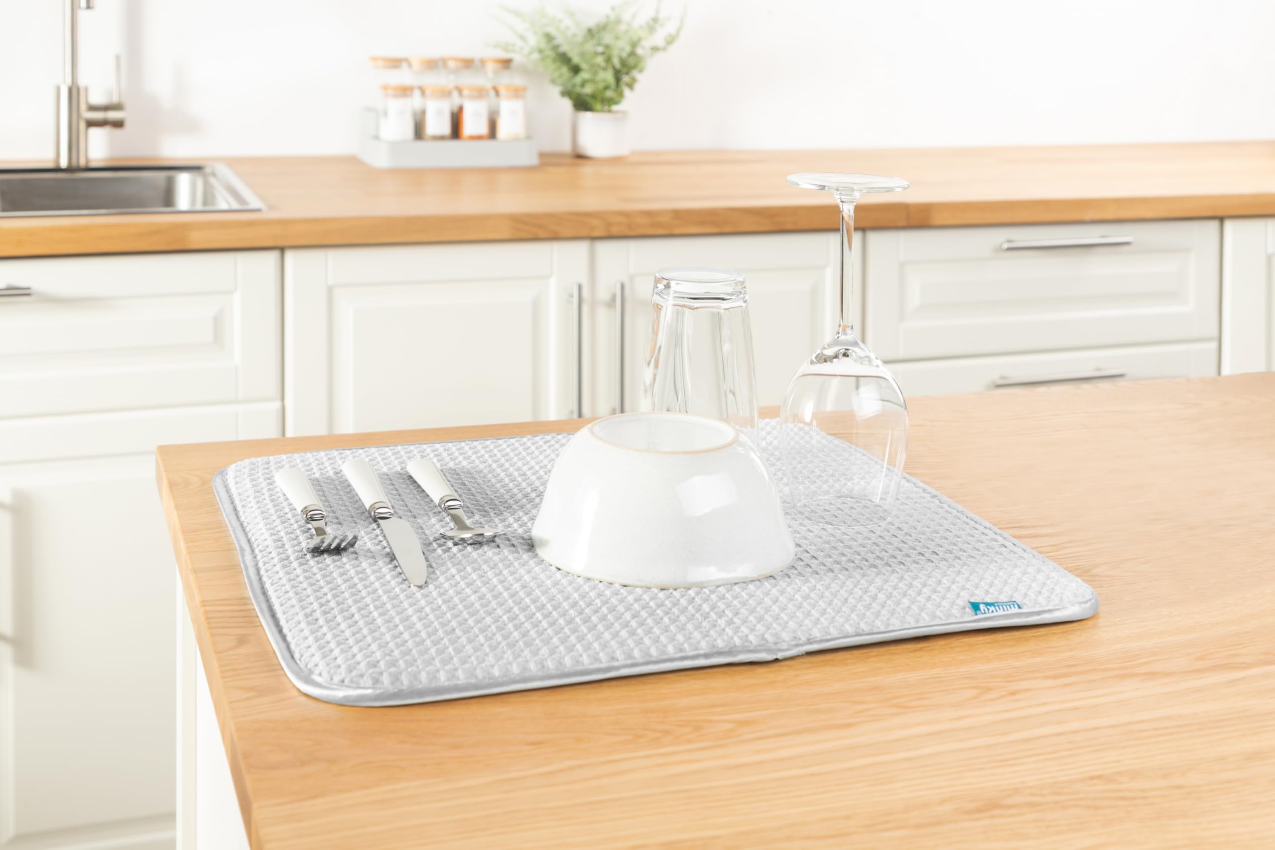 Minky Homecare Dish Drying Mat, 18'' X 16'', Gray