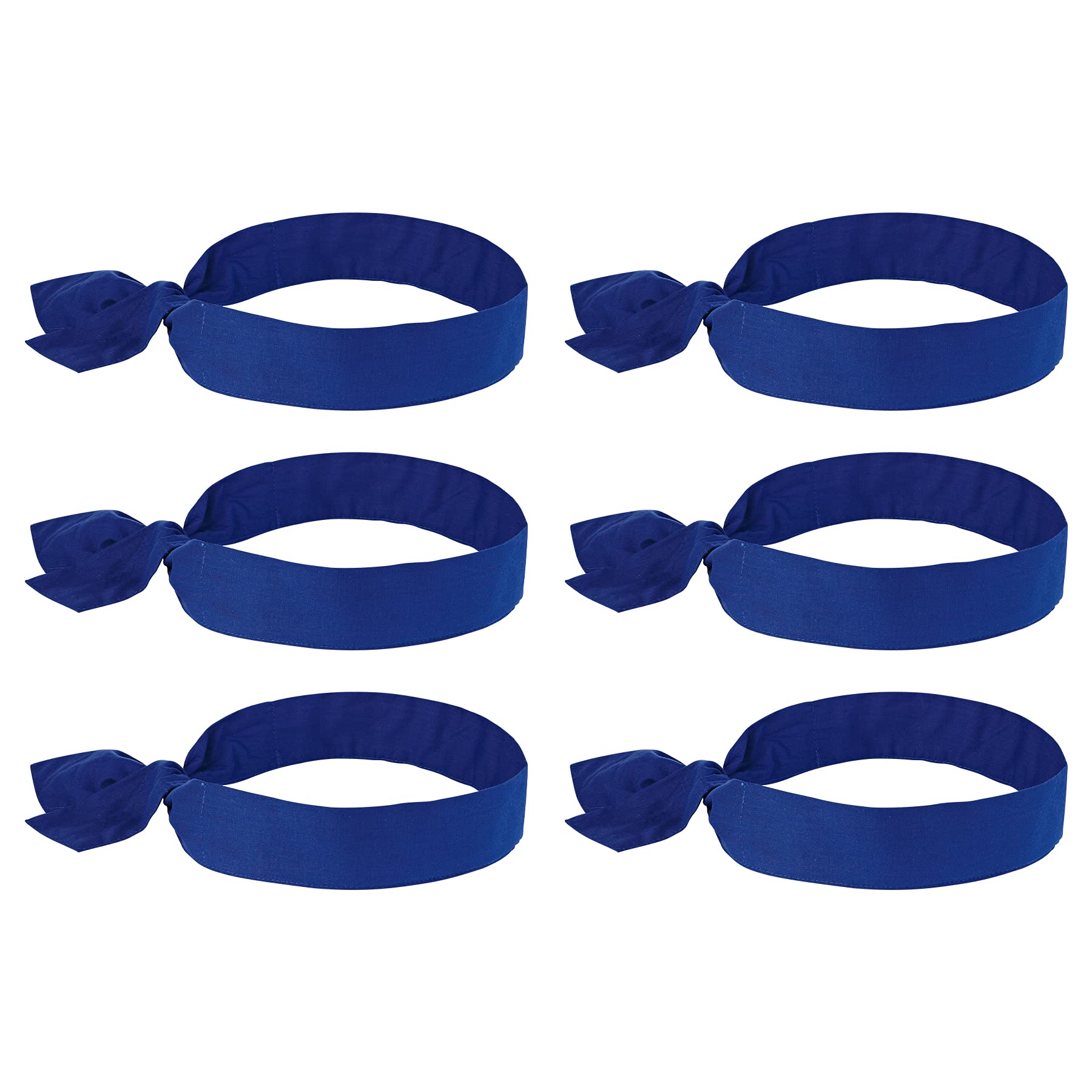 Ergodyne Chill Its 6700 Cooling Bandana, Evaporative Polymer Crystals For Cooling Relief, Tie For Adjustable Fit, 6-Pack Blue