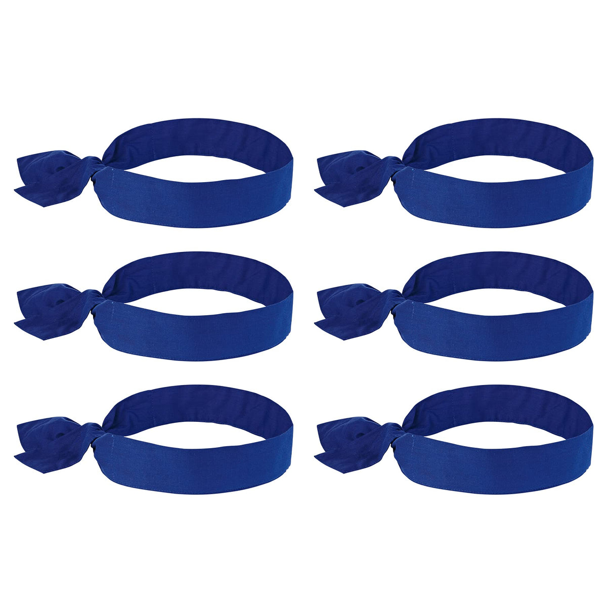 Ergodyne Chill Its 6700 Cooling Bandana, Evaporative Polymer Crystals For Cooling Relief, Tie For Adjustable Fit, 6-Pack Blue