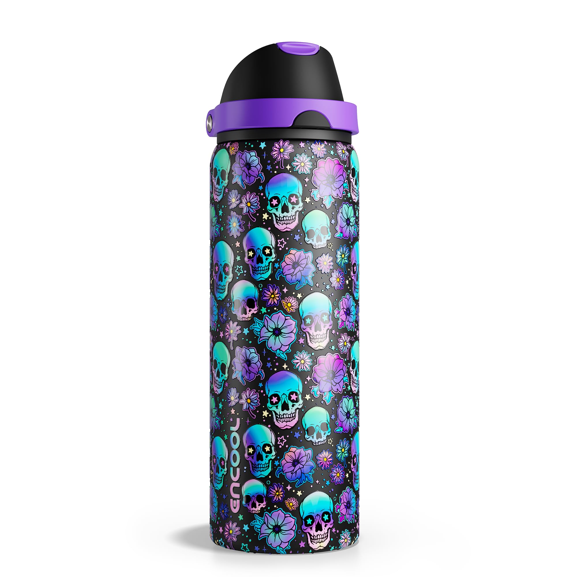 Halloween Insulated Water Bottle with Straw - Stainless Steel Water Bottle with Push Button Lid, Leak-Proof BPA-Free, Keeps Cold