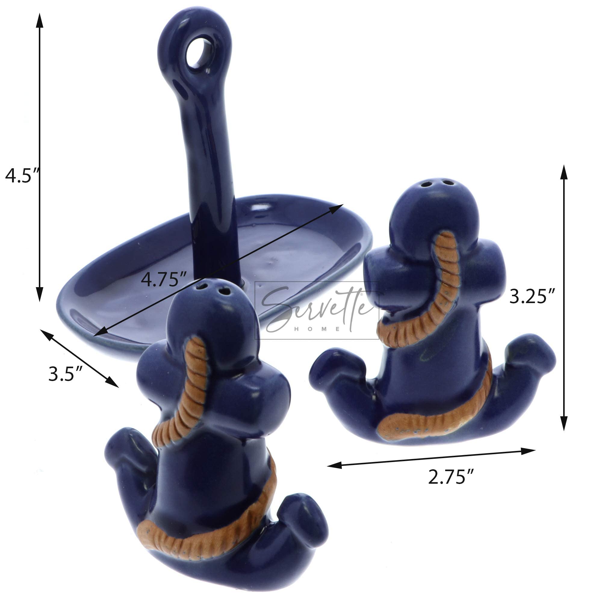 Ceramic Salt & Pepper Shakers Collectors Kitchen D  Cor With Tray - Anchor