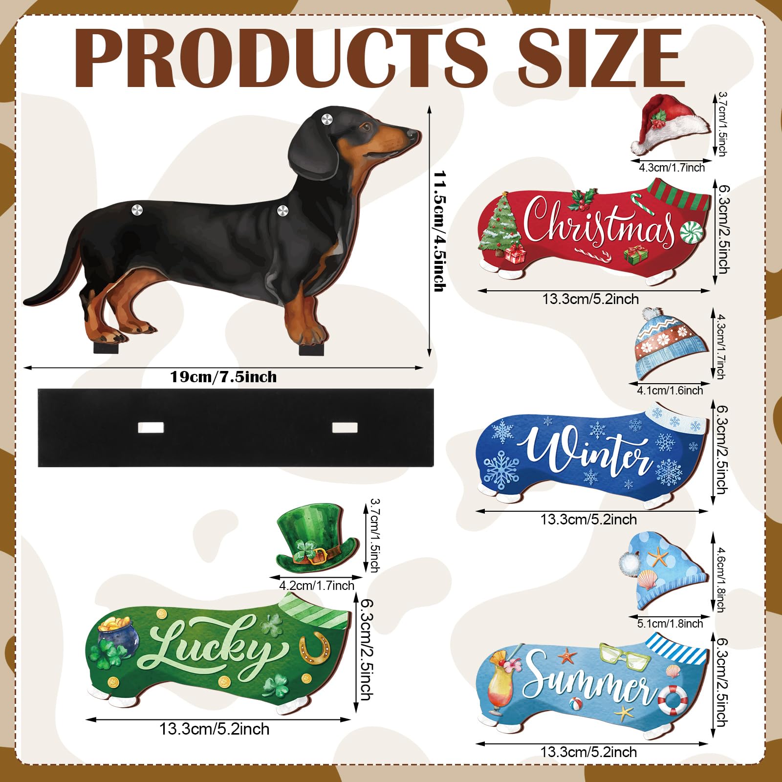 Anglechic 42 Pcs Interchangeable Christmas Dachshund Decor Holiday Seasonal Sign Wiener Dog Thanksgiving Tier Tray Decoration Fa