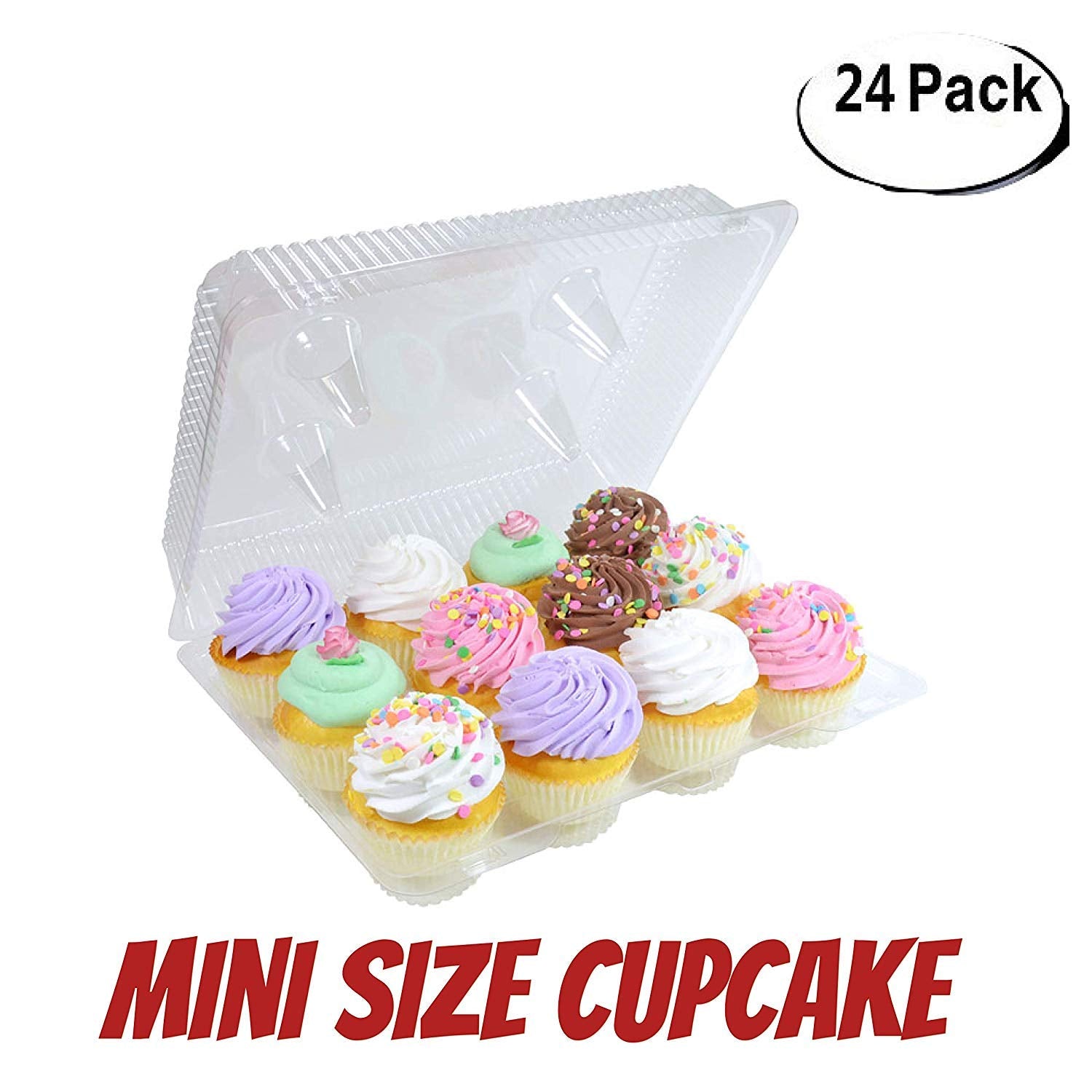 Pizety 24 Pack Mini Cupcake Boxes 12 Mini Cupcake Containers 12 Compartment Cupcake Container Mini Cupcake Containers Plastic Di