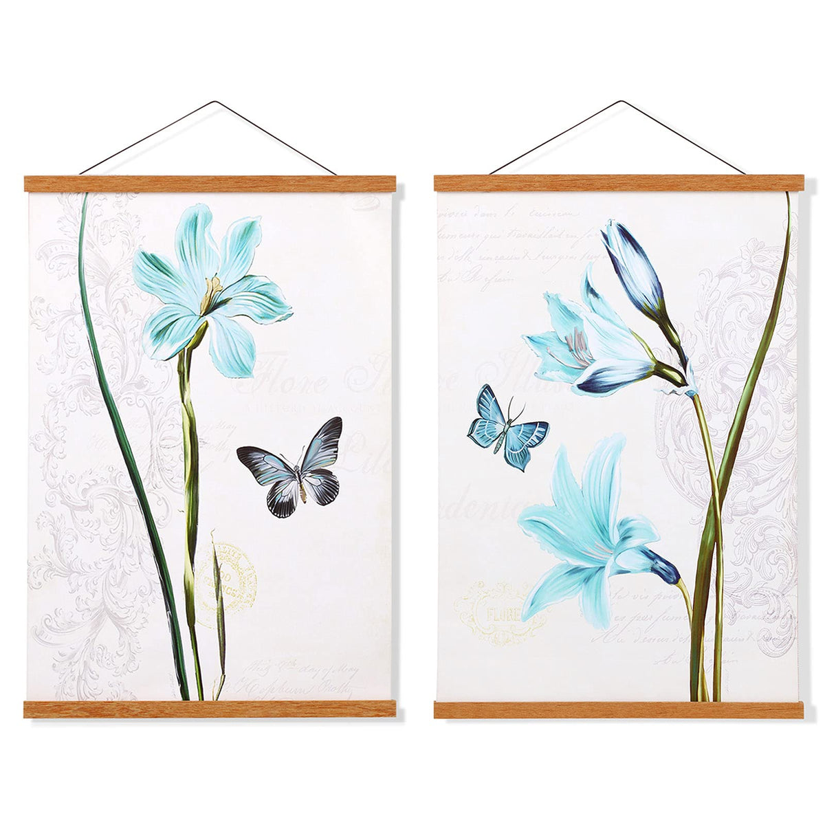 Falamon 2 Pack Magnetic Poster Hanger Frame, Teak Wood Magnet Poster Frame For Posters, Prints, Photos, Pictures, Maps, Scrolls,