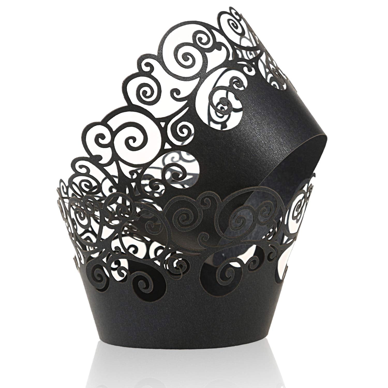 Cupcake Wrappers, Kposiya 100 Pack Cupcake Wraps Filigree Artistic Bake Cake Paper Cup Little Vine Laser Cut Liner Baking Cups M