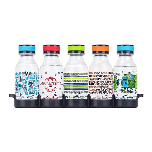 REDUCE WaterWeek Refillable Water Bottles  14 oz - Includes 5 WaterWeek Leak Proof Tritan Reusable Water Bottles - Includes Fridge Tray For Your Water Bottles - Adventure