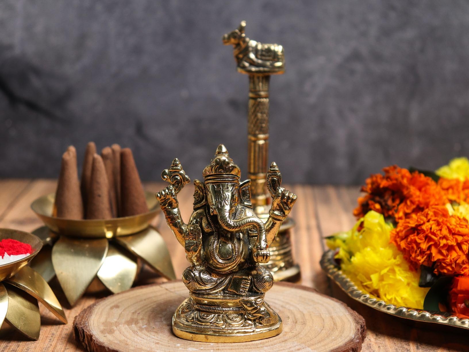 The Spiritual Living Brass God Idols Ii Brass Lord Ganesh Ji Idol With Chowki Ii Ganesh Idol For Car Dashboard Ii Ganesh Idol Fo
