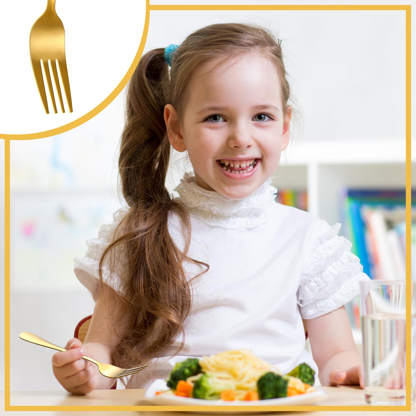 Leriton 50Pcs Gold Stainless Steel Dinner Forks 8 Inch, Cutlery Forks, Metal Forks For Home, Restaurant, Kitchen, Dishwasher Saf
