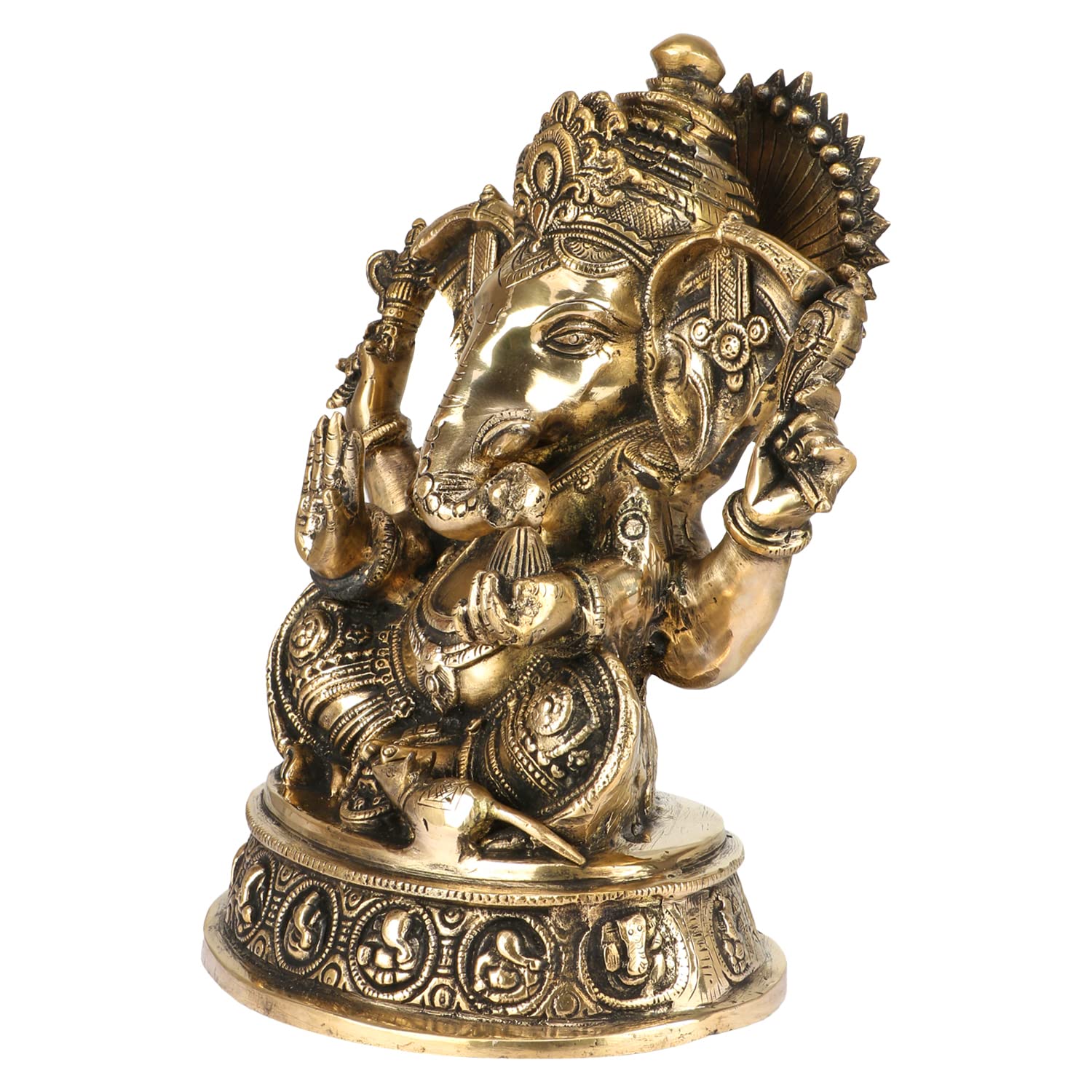 Kartique Brass Lord Ganesha Ganesh Bhagwan Idol Ganpati Murti Metal Statue For Home Office Entrance Decor Diwali Pooja Good Luck
