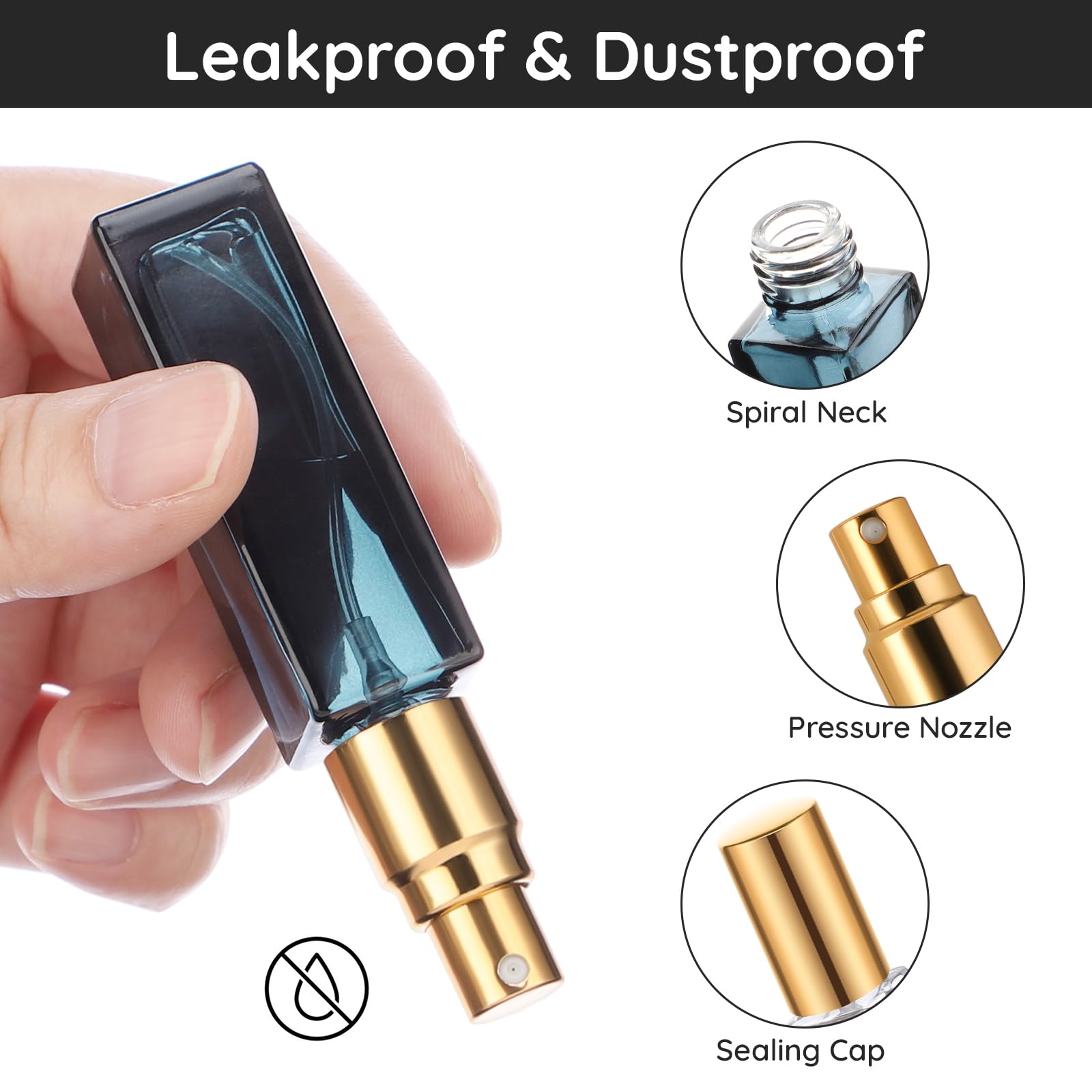 Segbeauty Mini Perfume Atomizer, 5 Set Of 10Ml Perfume Travel Refillable, Glass Perfume Dispenser Empty Pump Bottle Small Portab