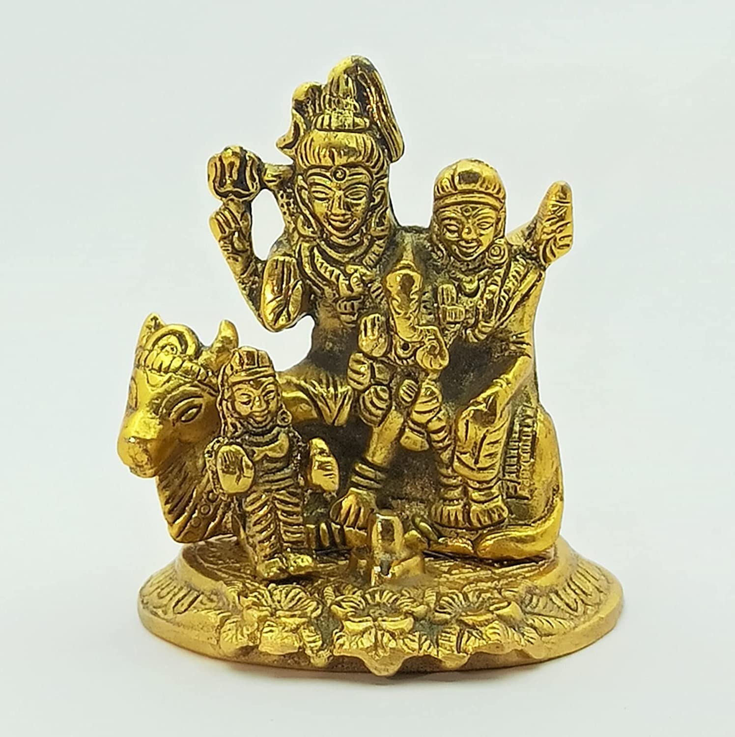 A&S Ventures Metal Shiva Family Idol Murti Statue Shiv Parvati Ganesh Kartik Idol Parivar For Home Puja, Living Room Temple