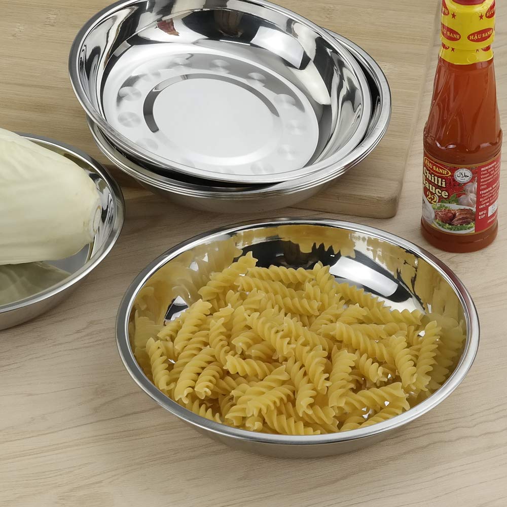 Nicesh 7.64 Inch Stainless Steel Round Plate, Dinner Plate Dish, Pack Of 6