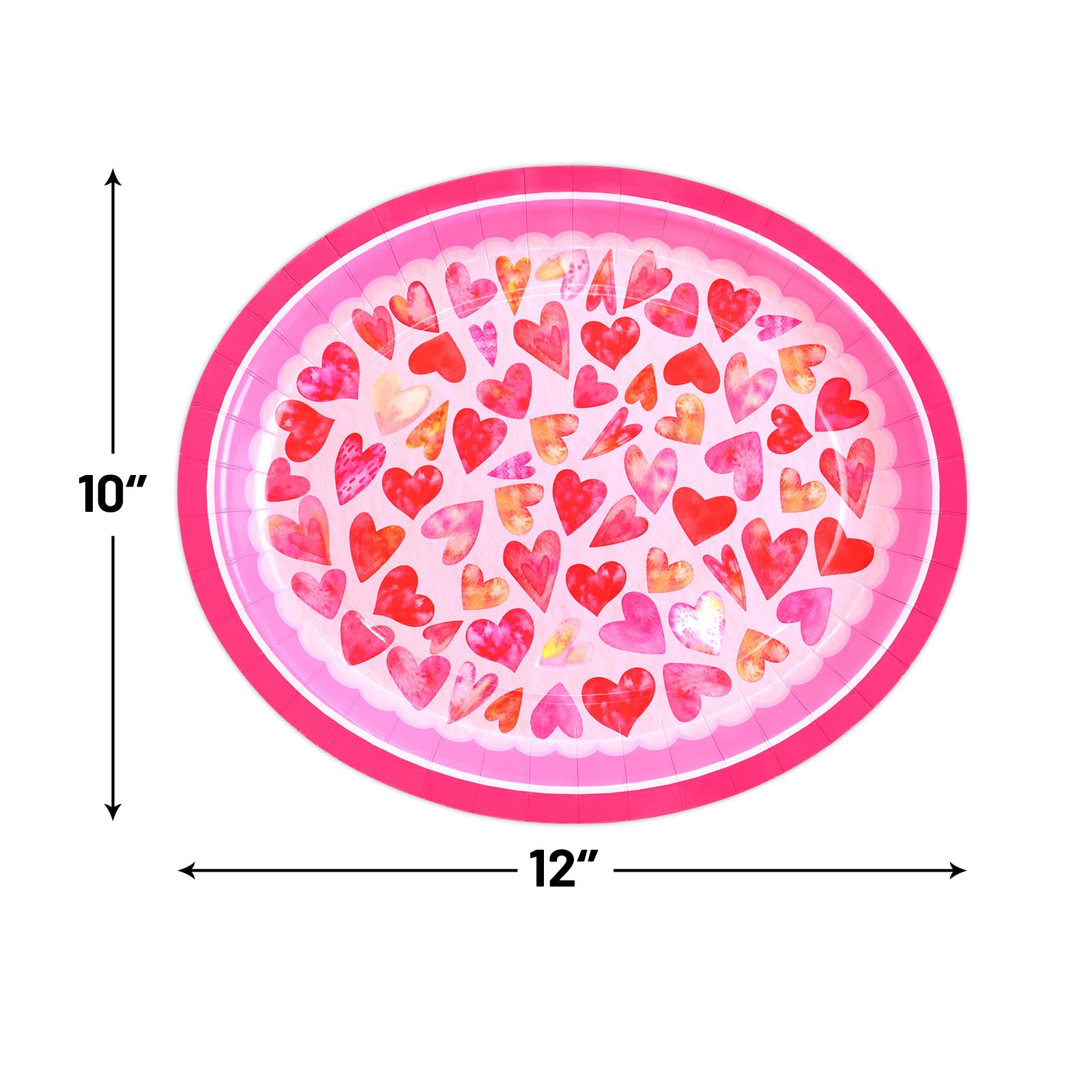 Ceiba Tree 30 Pack Valentines Day Oval Plates Heart Paper Plates Disposable Happy Valentine'S Day Party Supplies