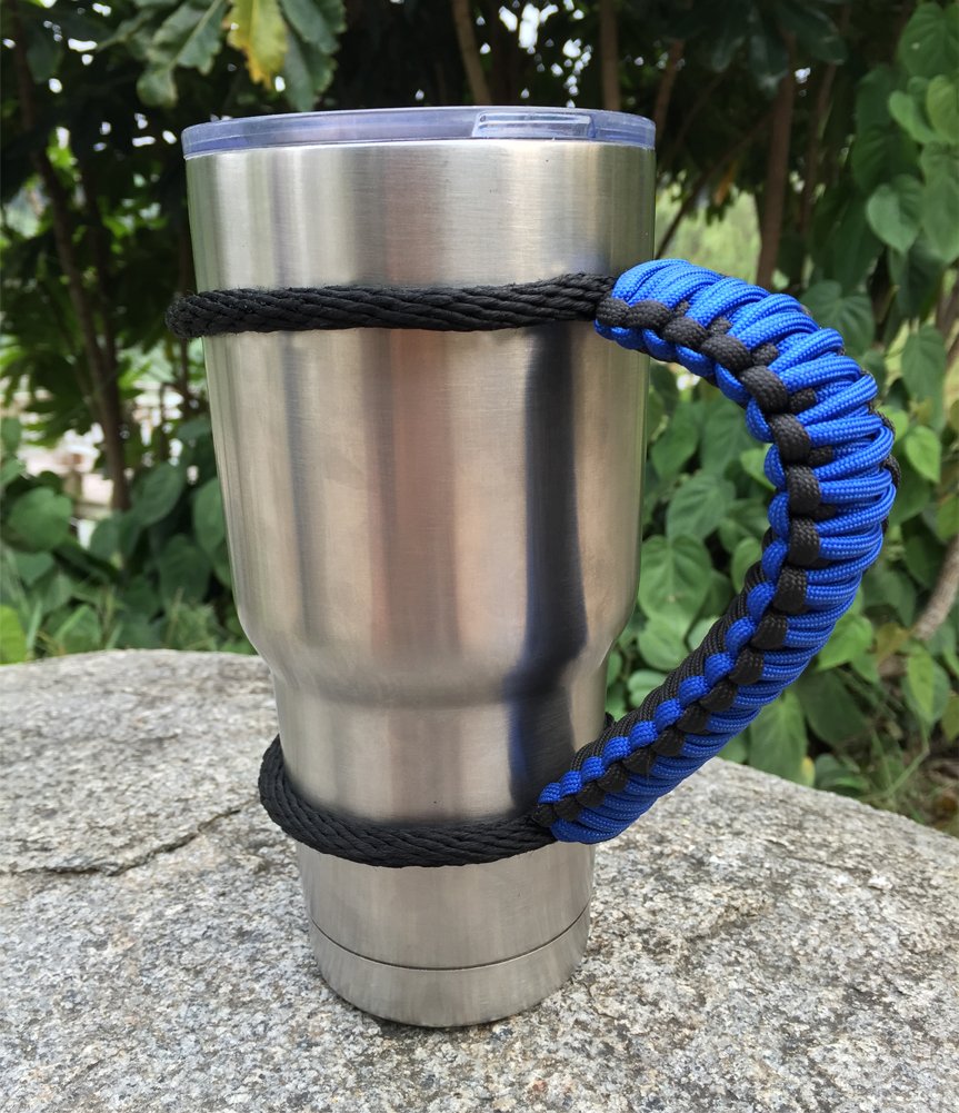 MOCE Handmade Paracord Handle for Yeti/Rtic/Ozark Trail Rambler 30 Oz Tumbler. Blue/black