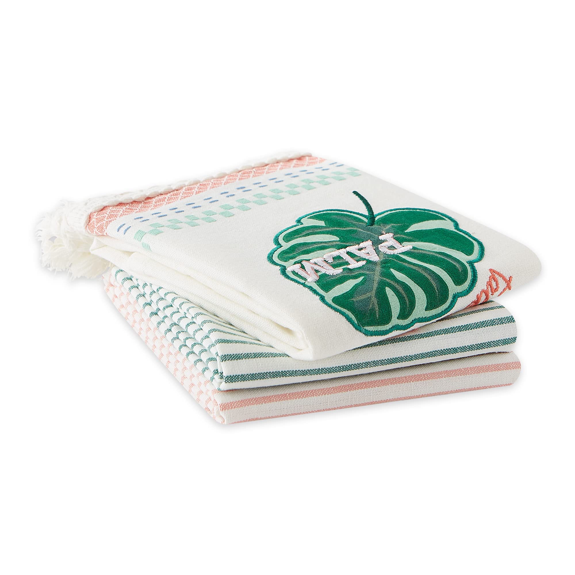 Dii Summer Basics Kitchen Collection Tropical Dishtowel Set, 18X28, Talk To The Palm