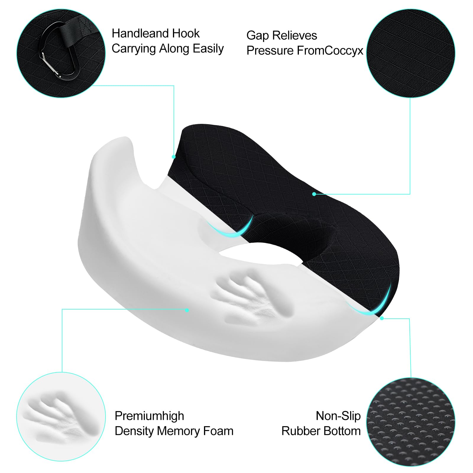 Donut Pillow Chair Seat Cushion For Tailbone Pain Relief, Memory Foam Firm Coccyx Pad Donut Cushion For Long Sitting, Office Cha