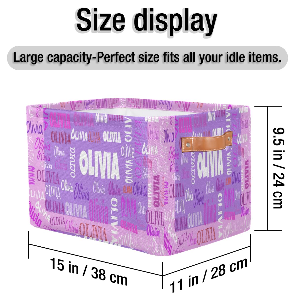 Kfnhn Personalized Foldable Storage Basket With Name, Laundry Hamper Dirty Clothes Pet Toys Storage Bin With Handles For Shelf H