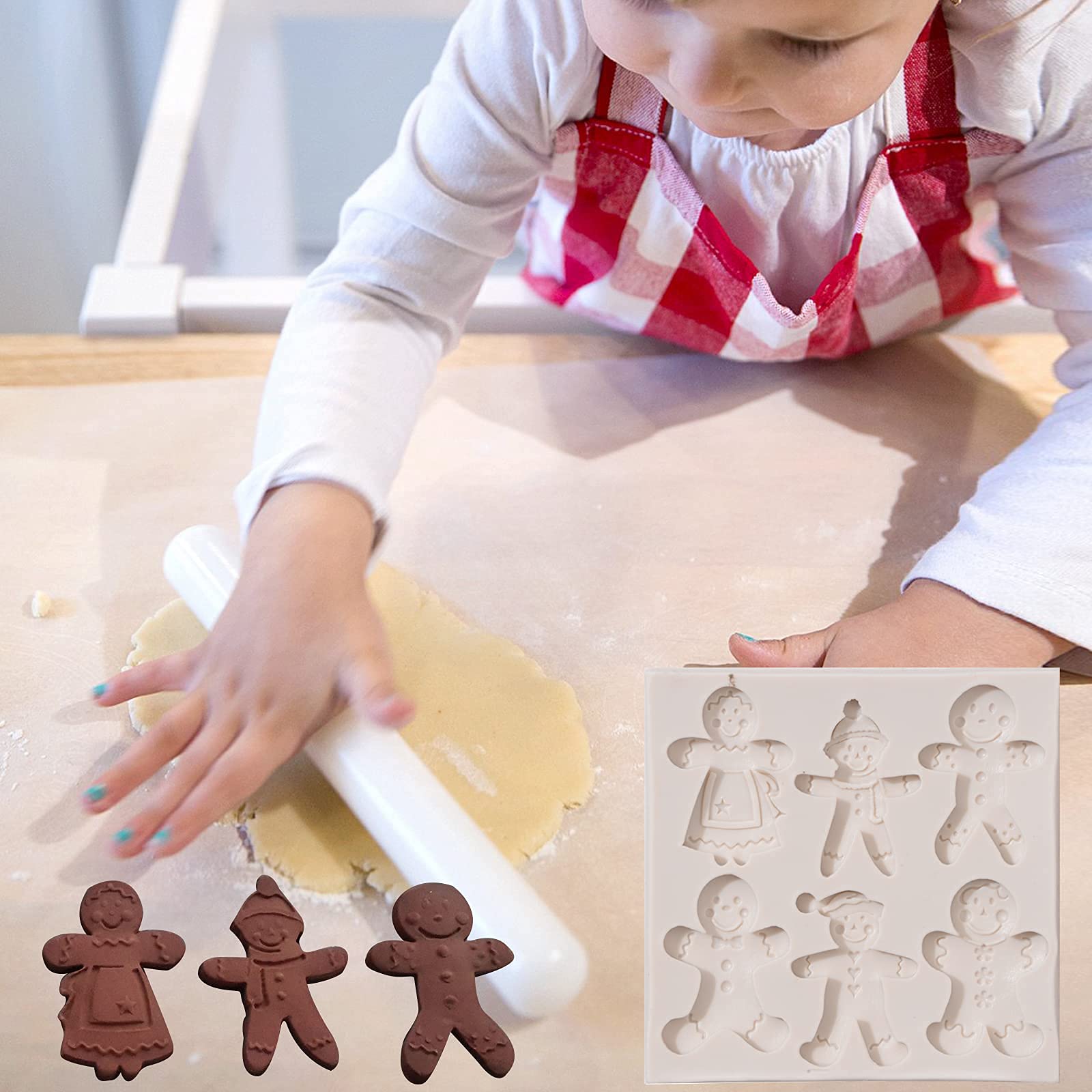 Christmas Gingerbread Man Fondant Molds,Silicone Chocolate Candy Mould For Christmas Birthday Party Cake Decoration Cupcake Topp