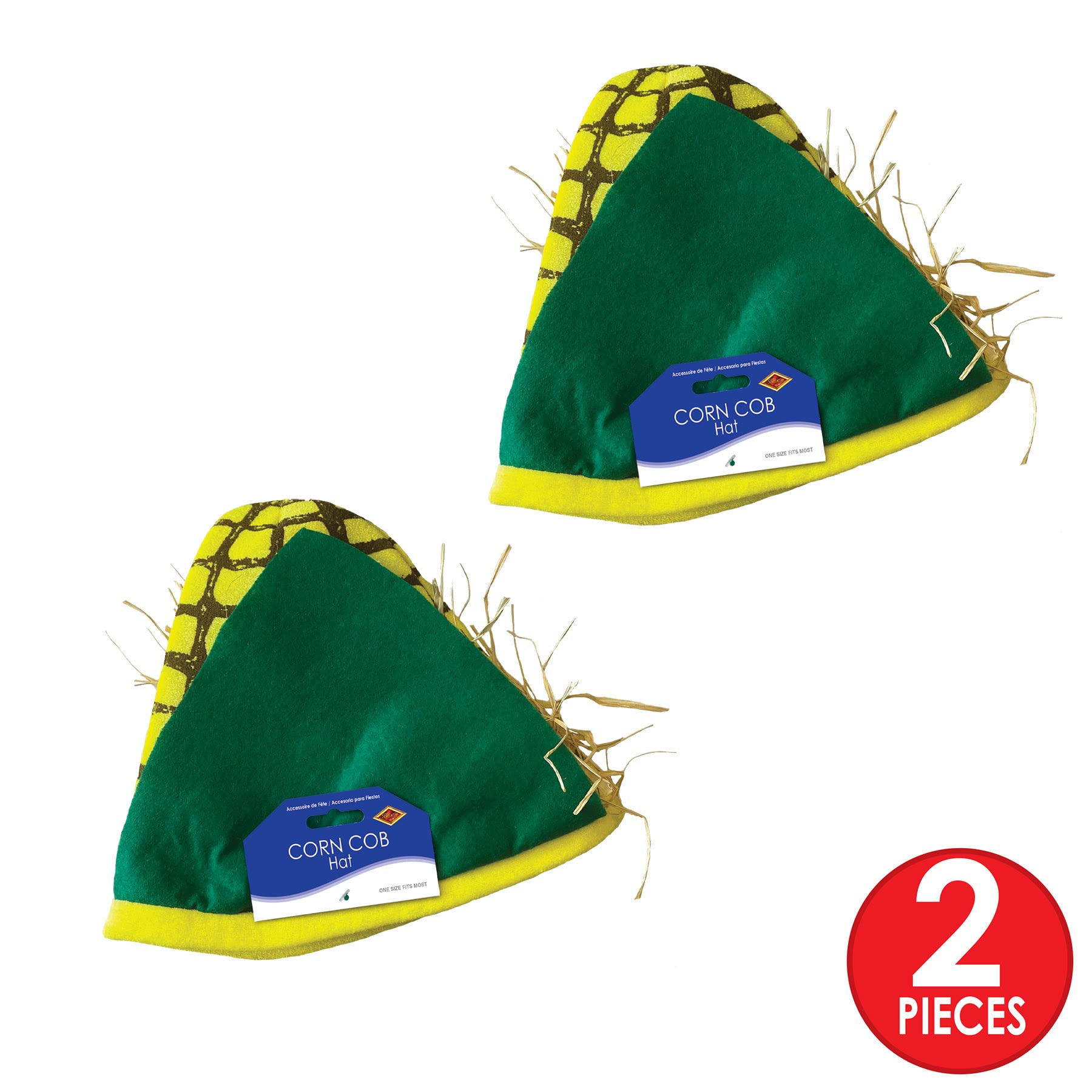 Beistle Unisex Plush Corn Cob Hats, 2 Pieces - Farm Party Supplies, Halloween Costume Dress Up, Harvest Themed Festivals, Novelt