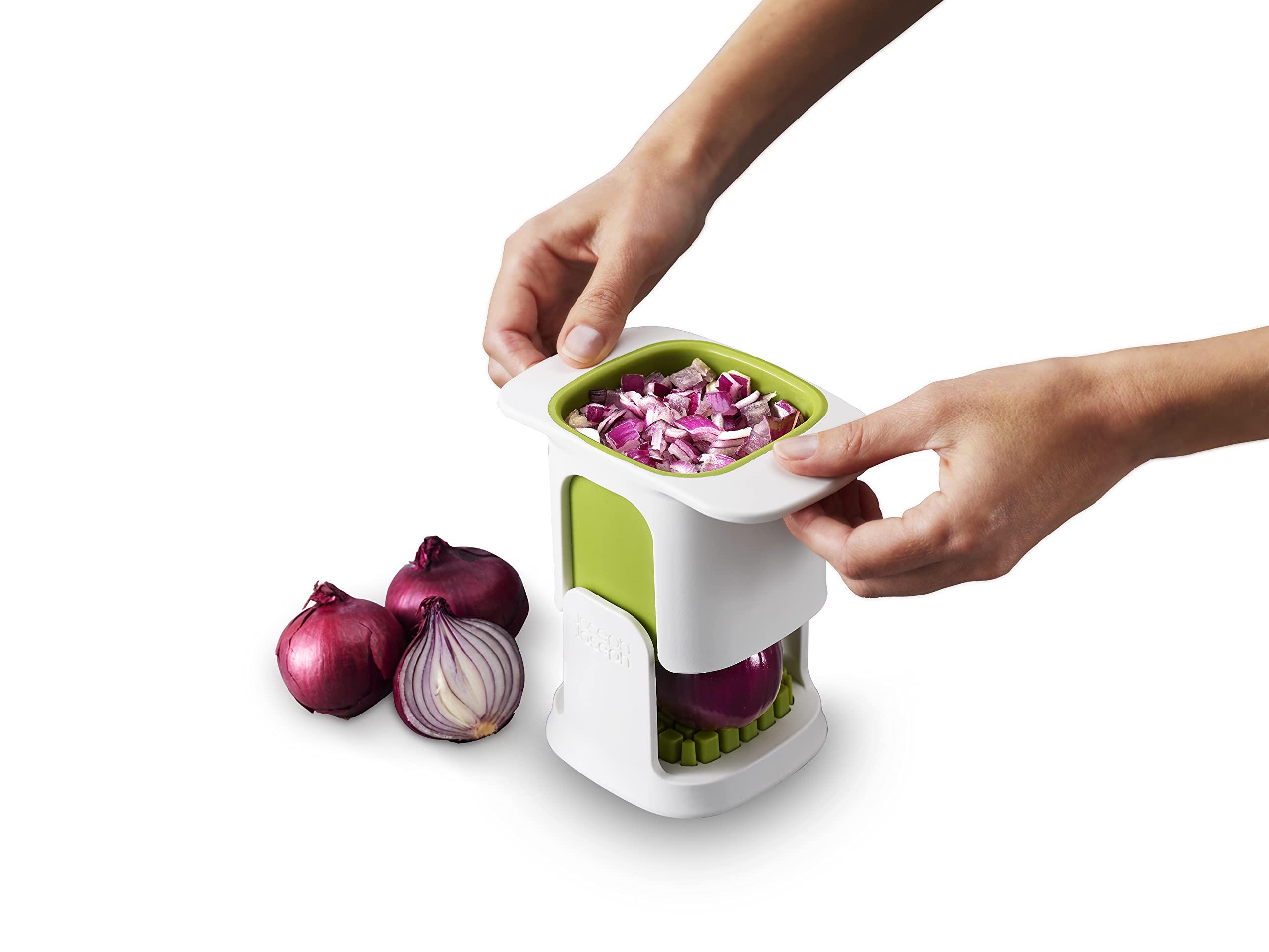 Joseph Joseph ChopCup Vegetable Chopper and Dicer, Sharp Stainless Steel blades, White