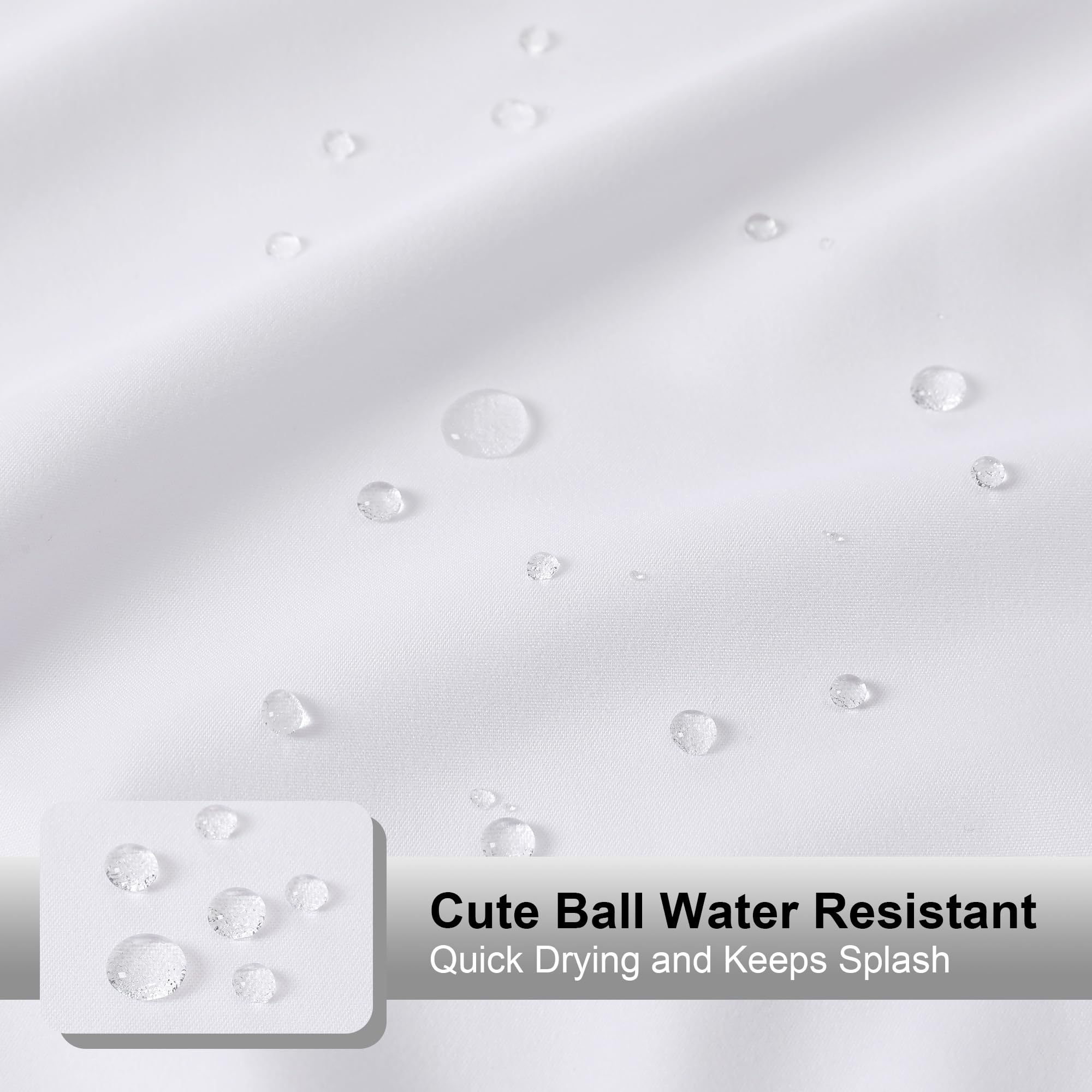 Ovzme Zora White Shower Curtain, Fabric Shower Curtain For Bathroom - Soft Cloth & Hotel Spa Quality, Water Repellent Bath Curta