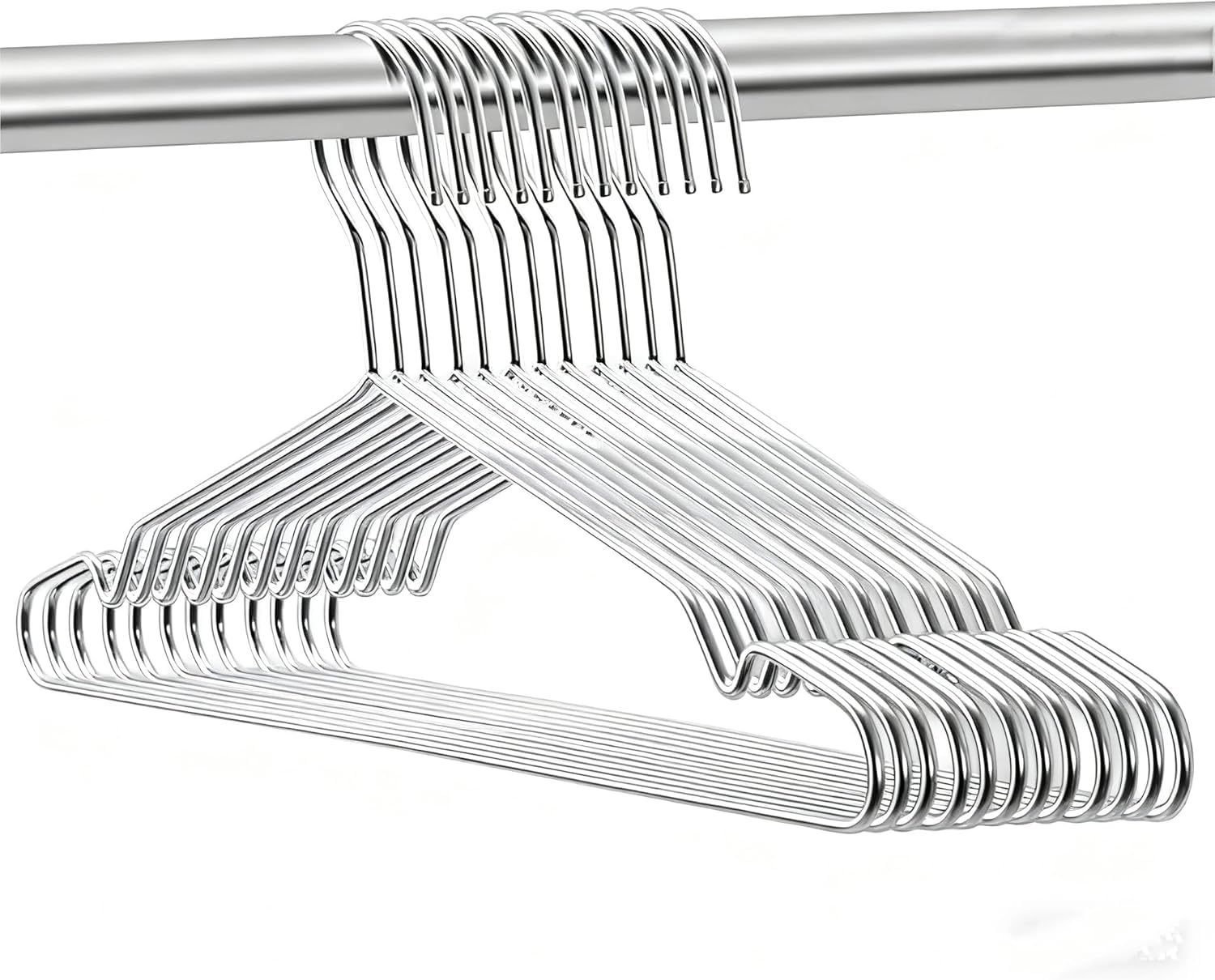 Zollyss Cloth Hangers Stainless Steel | Heavy Duty Wire Hangers With Non Slip Grooves | 40 Cm Ultra Thin Space Saving Wardrobe O