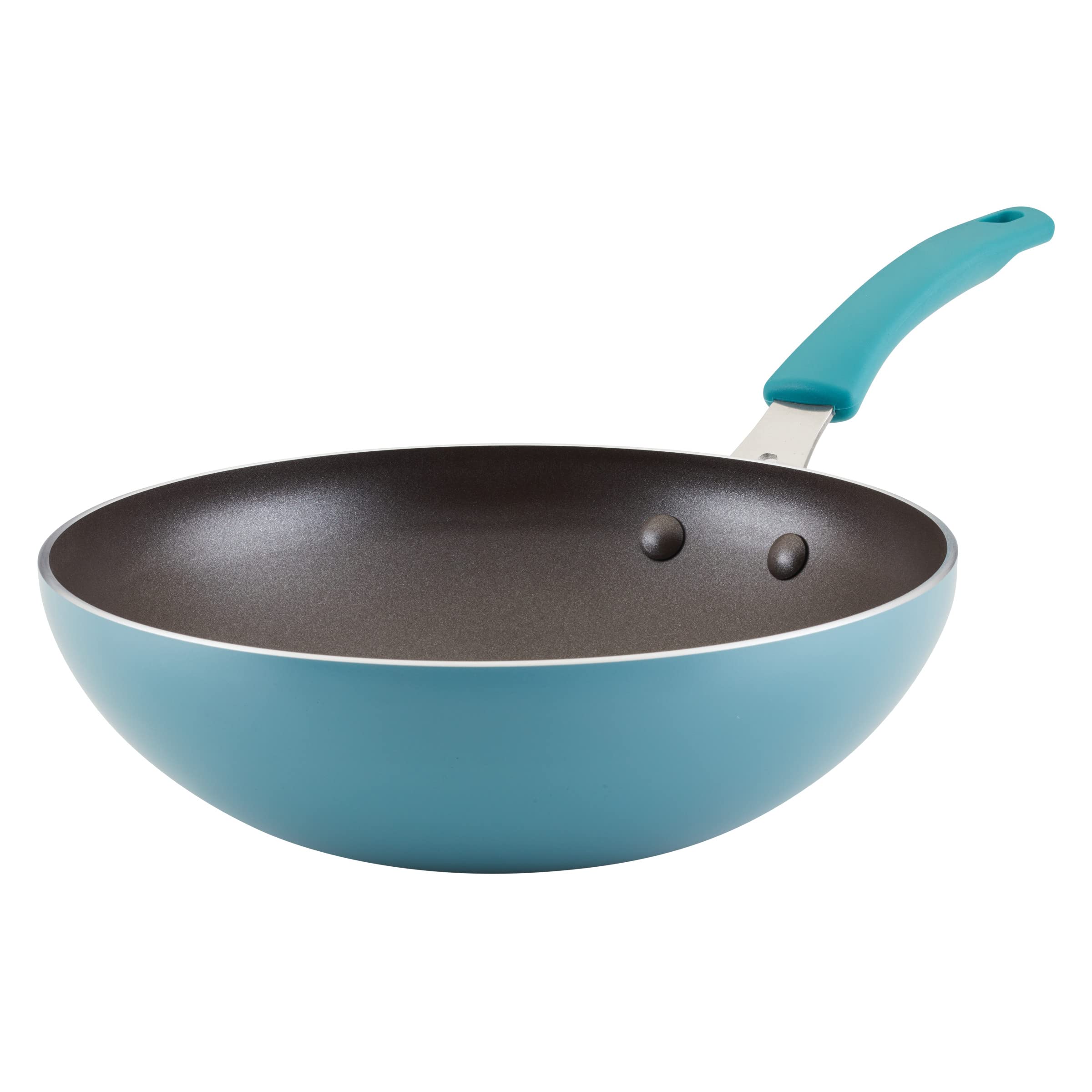 Rachael Ray Cook + Create Nonstick Stir Fry Pan/Wok, 10.5 Inch, Agave Blue
