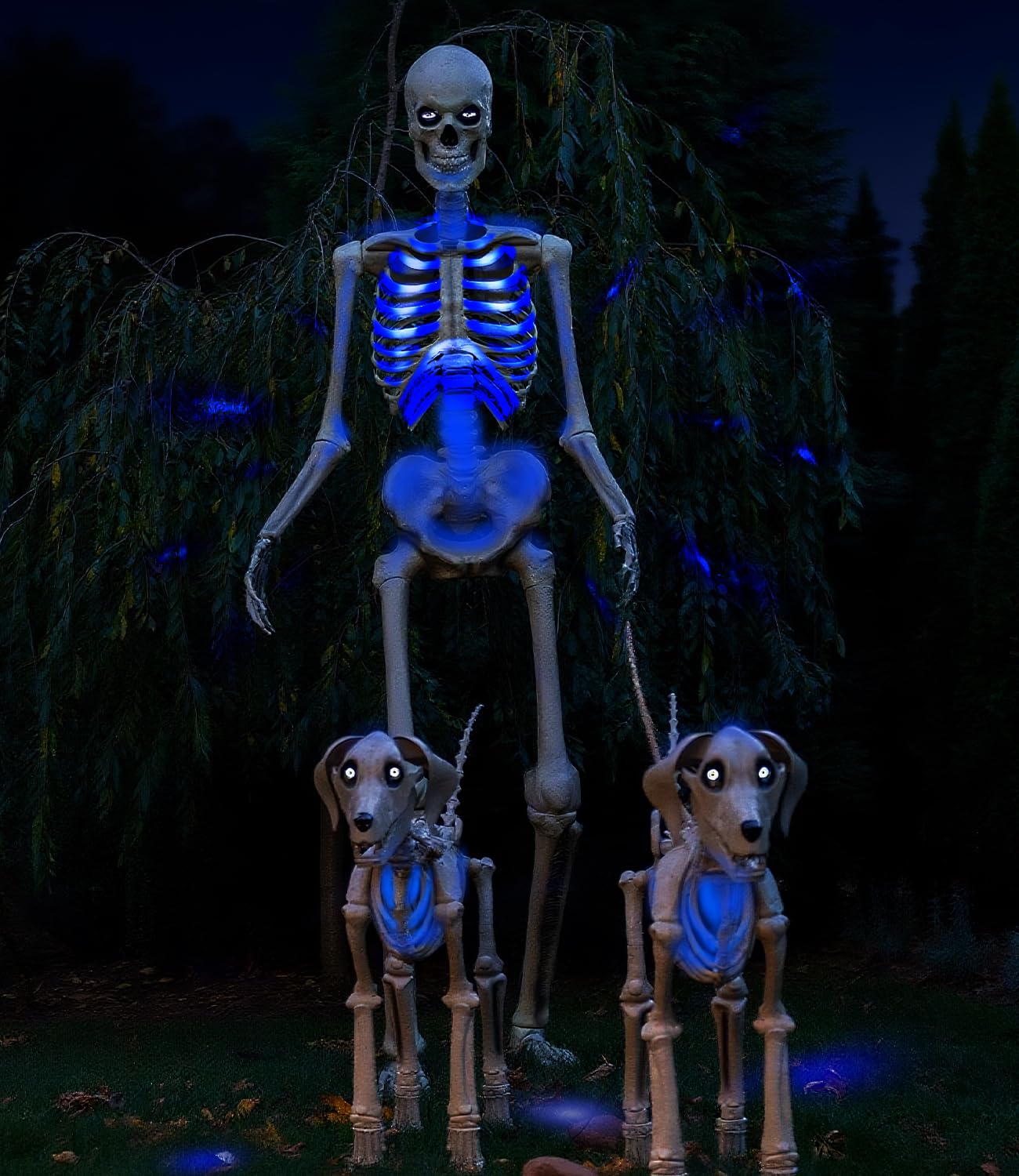 Halloween Skeleton Light - 12ft Skeleton Chest Light Kit with App Control, Music-Sync, Timer & Remote, Outdoor Yard Decorations