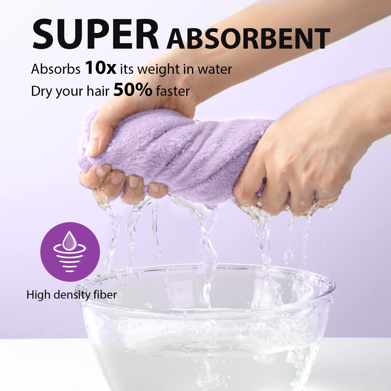 YFONG Larger Microfiber Hair Towel Wrap for Women, Purple, 30'' X 10.2''