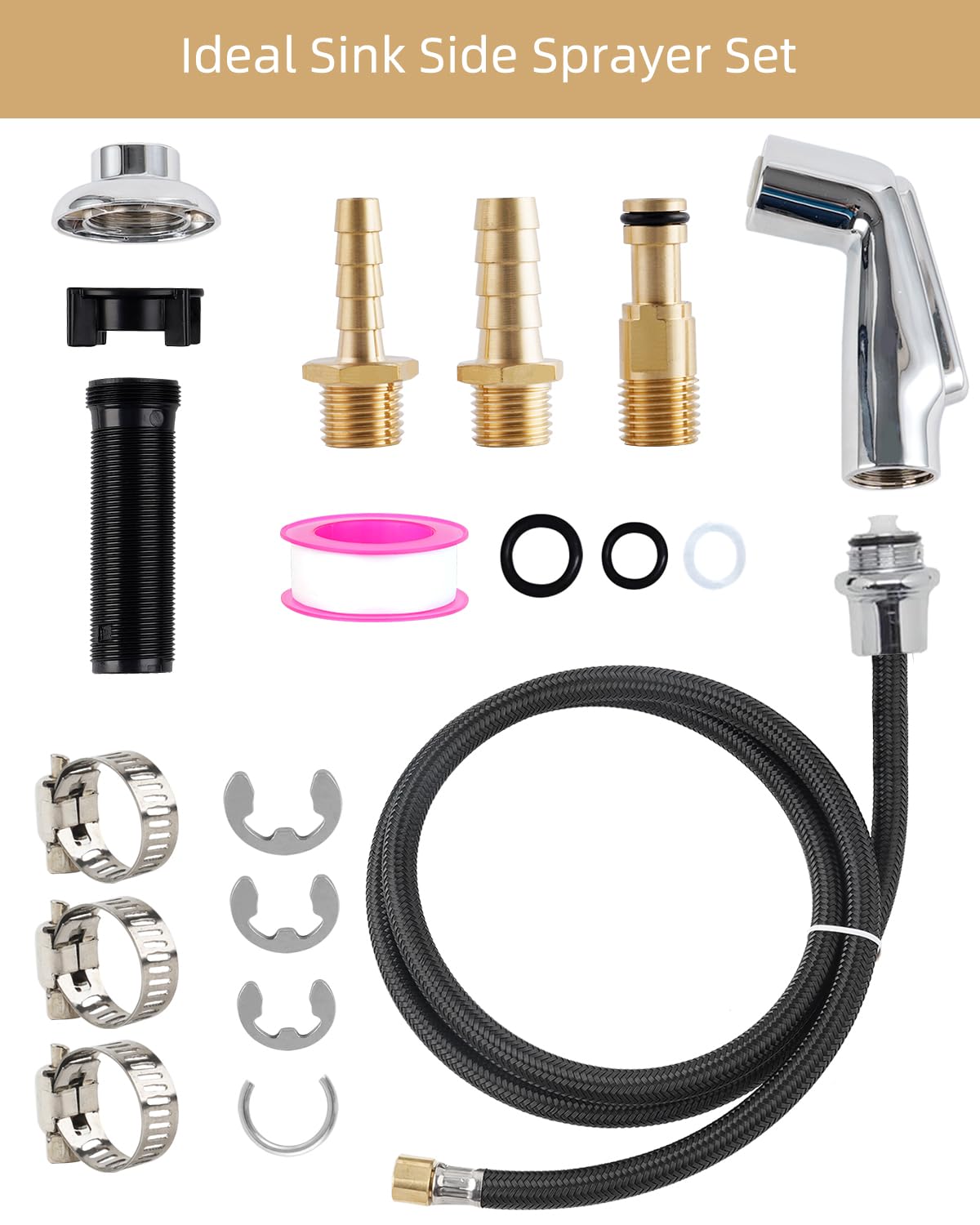 Universal Fit Sink Spray Attachment With Hose Set, Kitchen Side Sprayer Head With Adapters Compatible With Moen/Delta Faucet Spr
