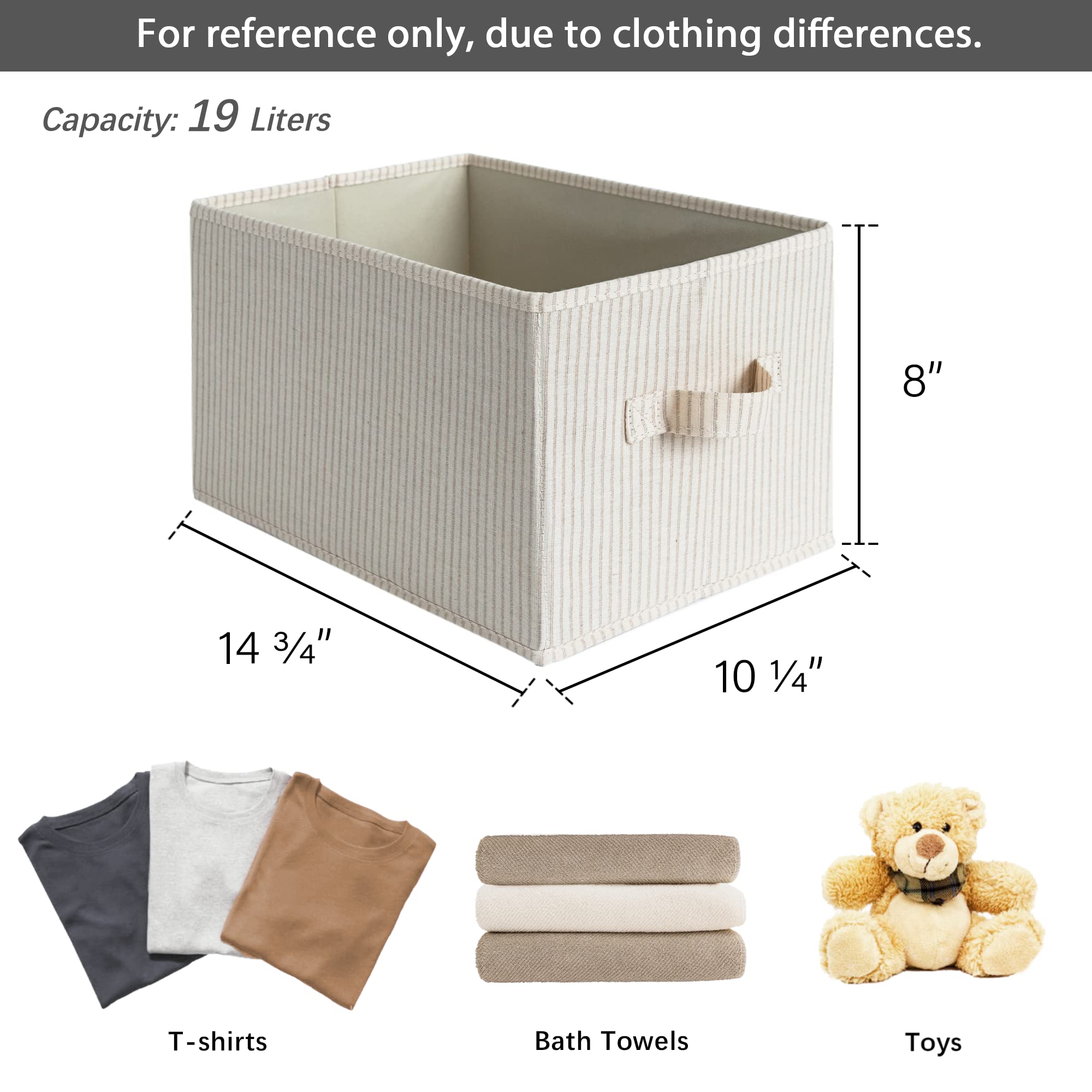 Storageworks Large Storage Baskets For Shelves, Rectangular Closet Organizers With Handles, Foldable Closet Storage Baskets For