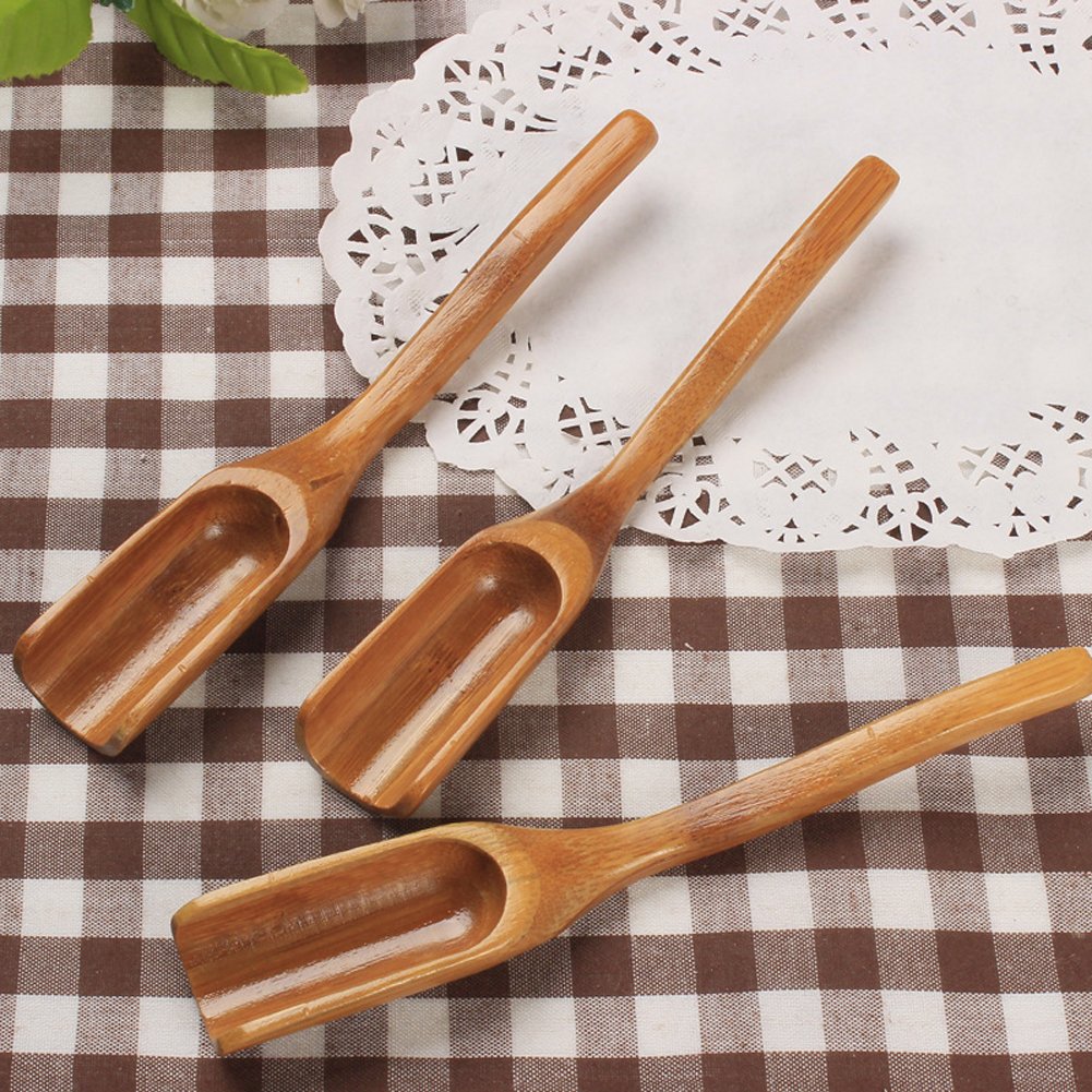 Tea Spoons Natural Bamboo Tea Spoon For Loose Tea ,Cucumis 6Pcs Kung Fu Tea Spade Natural Bamboo Wood Spoons For Scooping Coffee