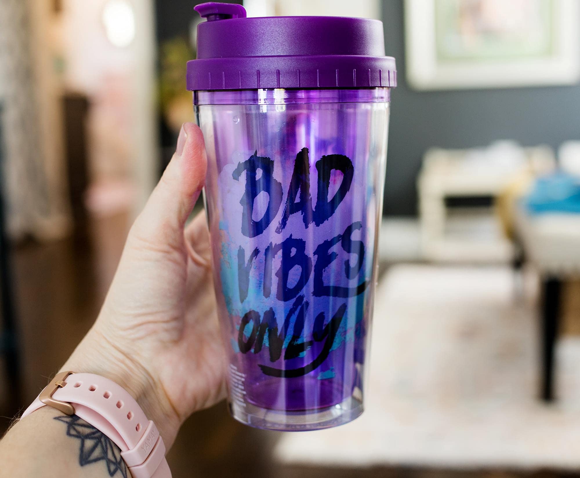 Disney Villains ''Bad Vibes Only'' Double-Walled Plastic Tumbler | Holds 16 Ounces