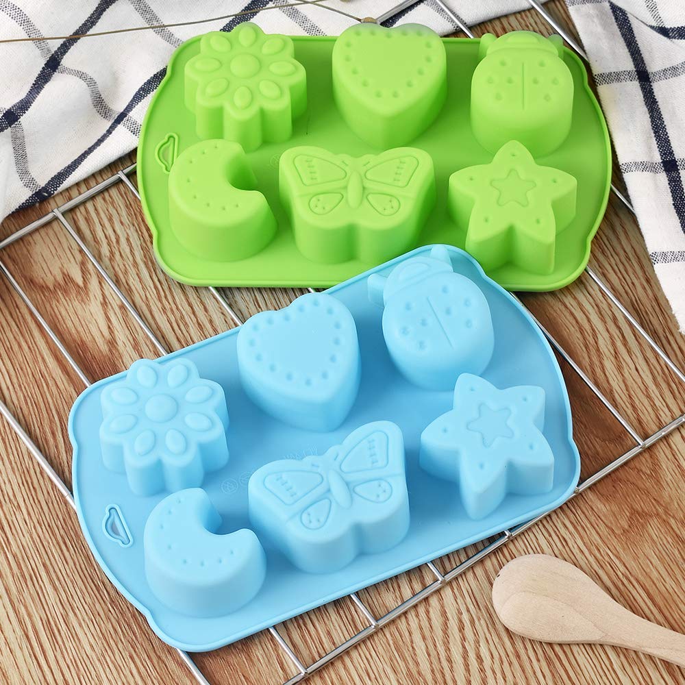 Newk Insects Silicone Candy mold  4 Packs 6- Cavity Animal Butterfly Moon Star 3D Bakeware Mold  Nonstick Food Grade Mold for Candies  Chocolate  Ice Cube  Resin Craft