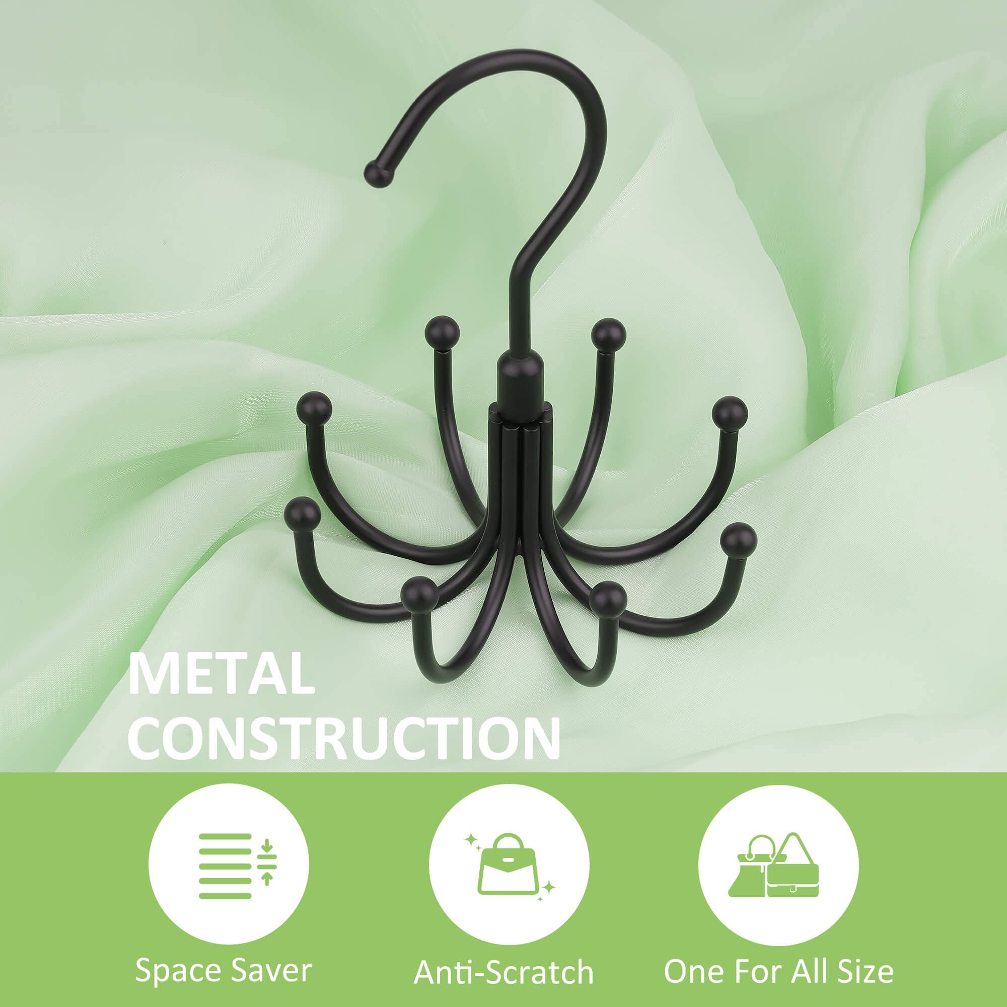Omhomety Belt Hanger, Rotatable Belt Organizer For Closet, Accessories Rack, Space Saving Hanging Holder Storage Hook For Belt,