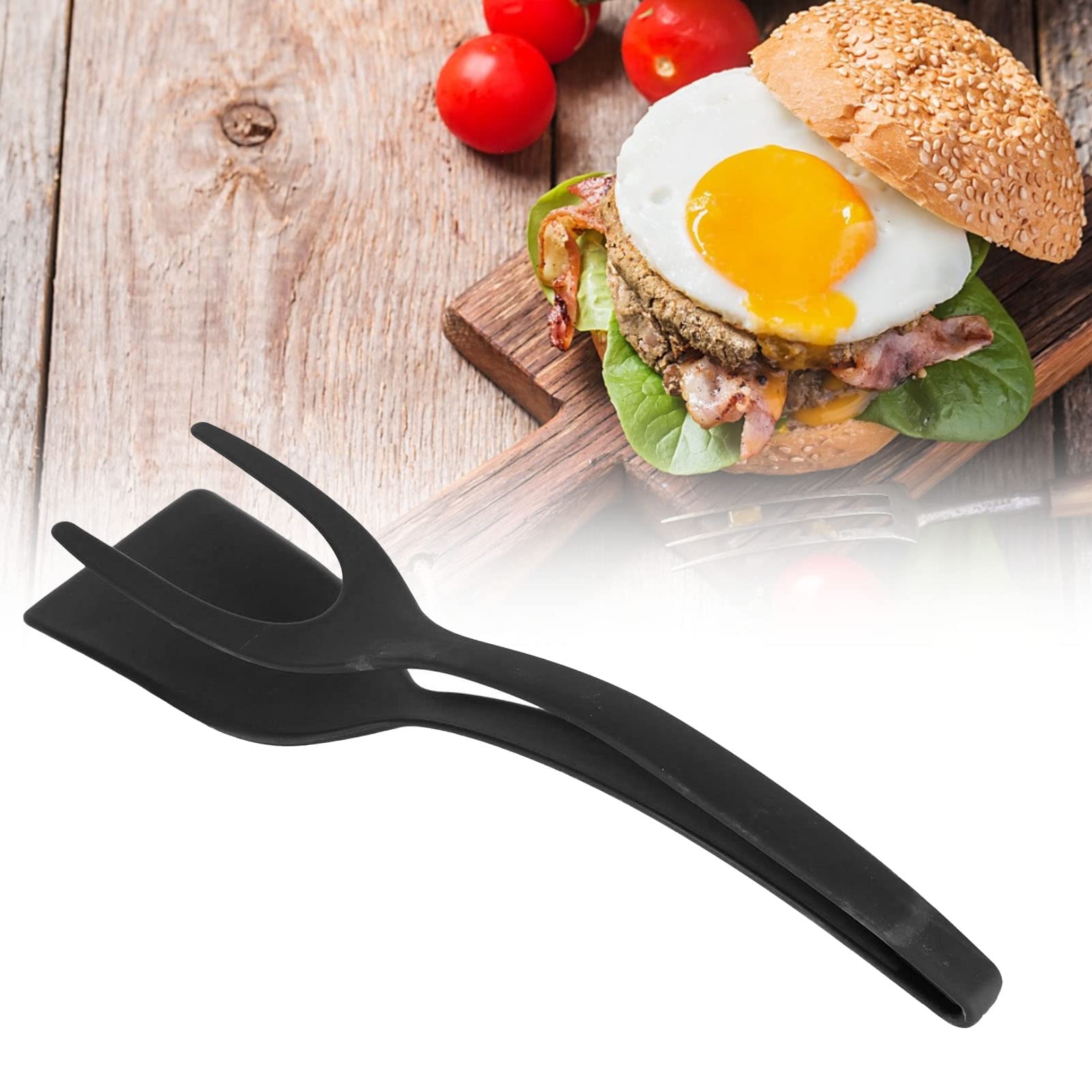Fried Egg Double Spatula, Non-Stick Food Clip 2-In-1Silicone Egg Turner Pancake Bread Clamp Barbecue Shovel Tongs For Food Grip