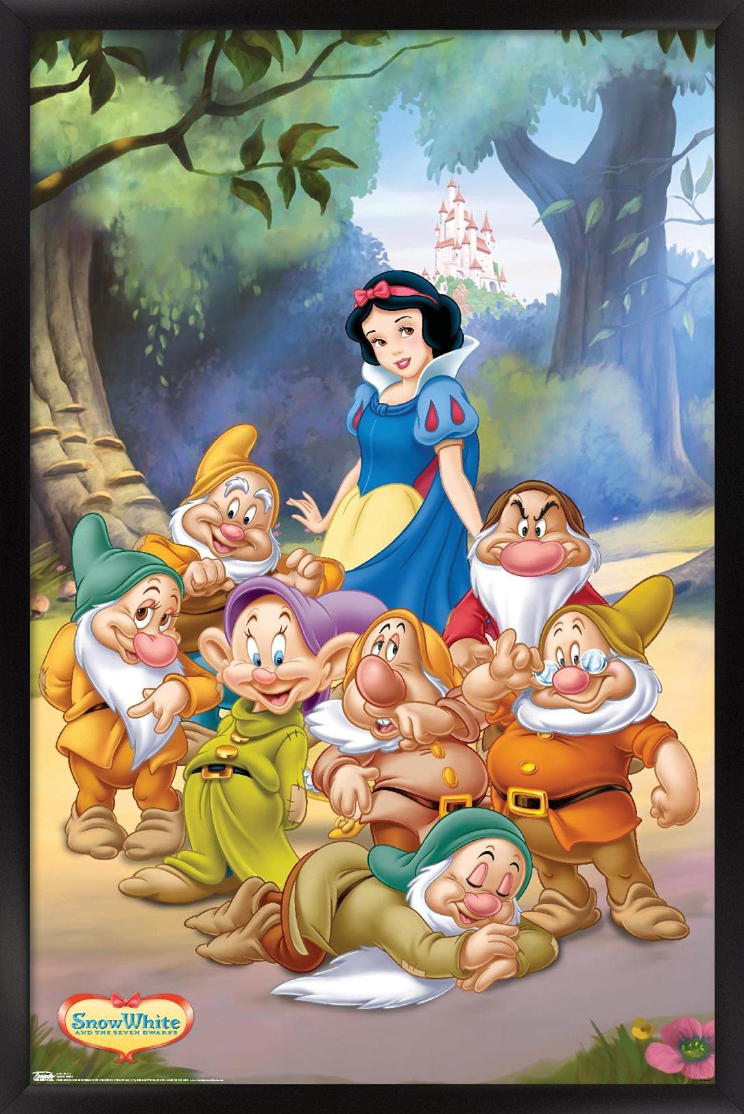 Trends International Disney Snow White And The Seven Dwarfs - Group Wall Poster, 14.725'' X 22.375'', Black Framed Version