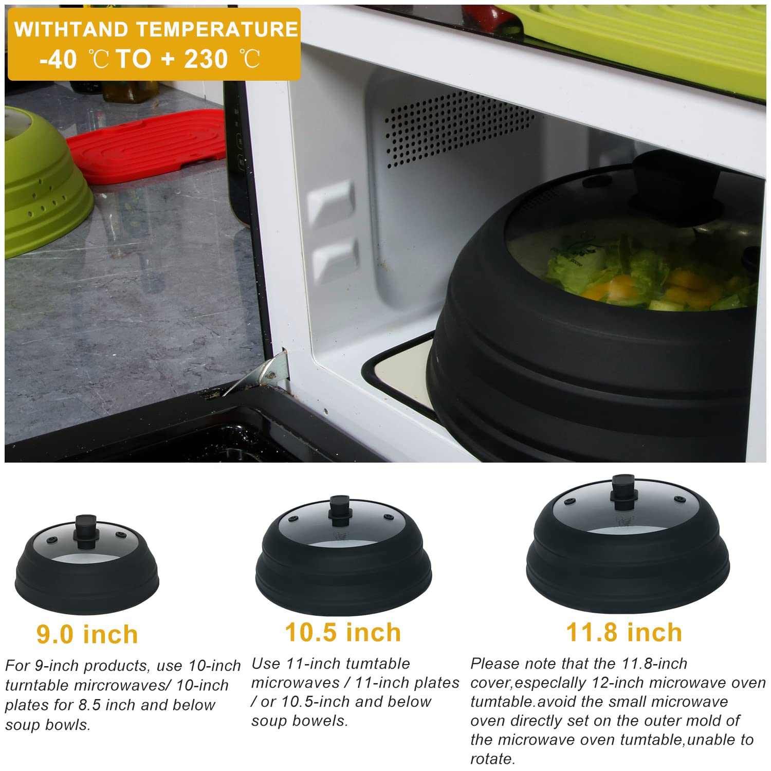 Microwave Splatter Cover Lid Microwave Cover For Food Glass Silicone With Easy Grip Handle Safe Tempered Glass & Silicone Pot Co